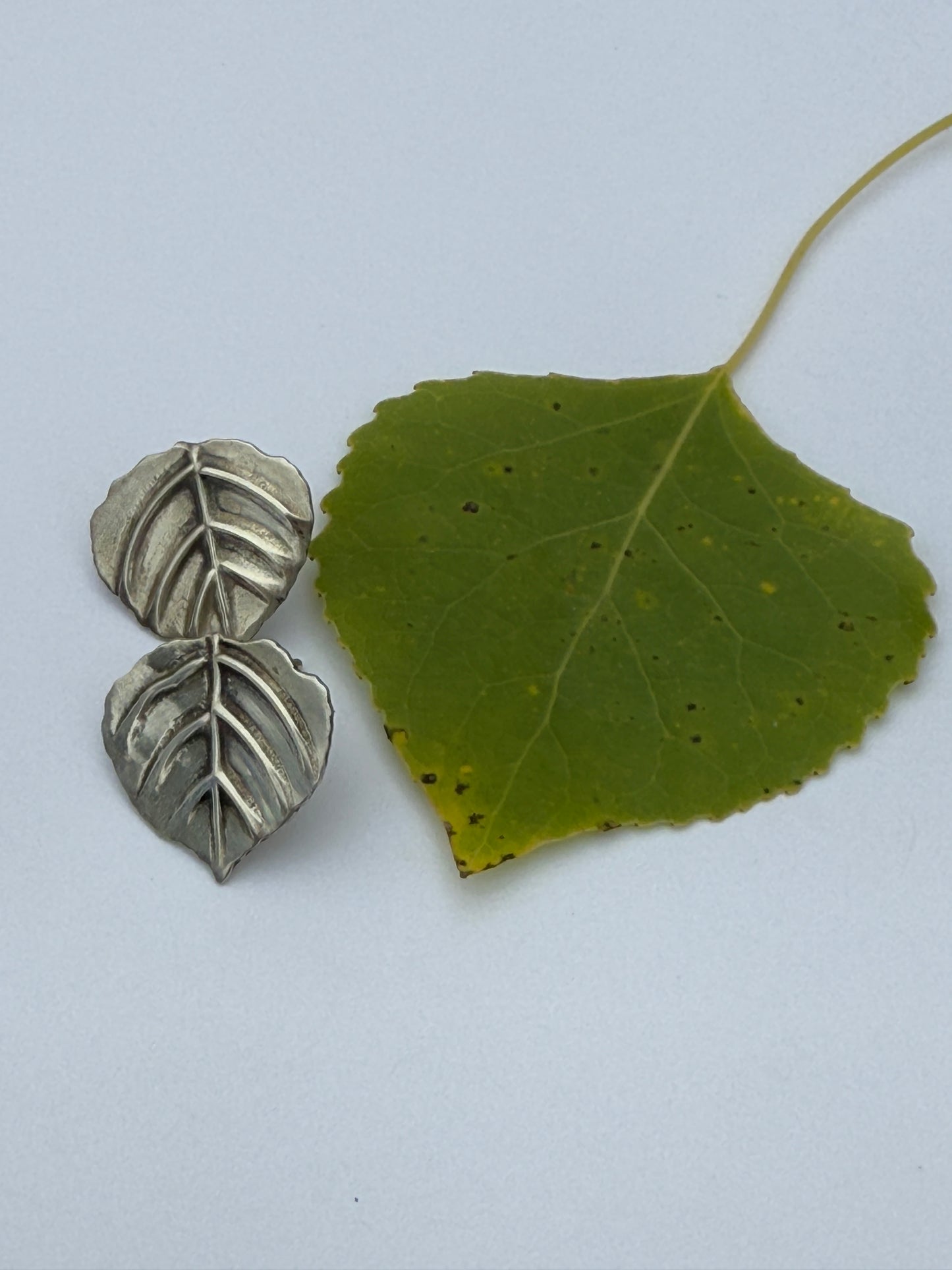 Aspen Breeze Post Earrings: Sterling Silver Aspen Leaves