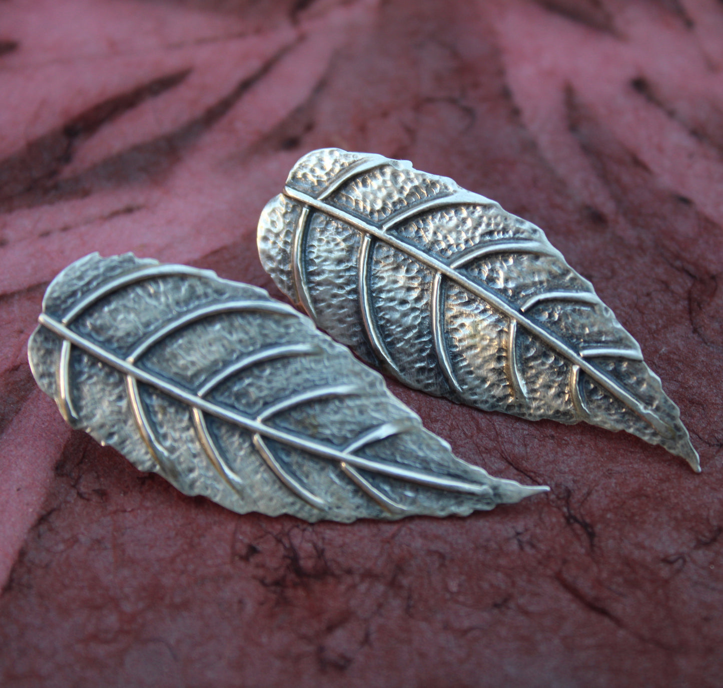 Silver Birch Post Earrings - Sterling Silver Birch Leaves