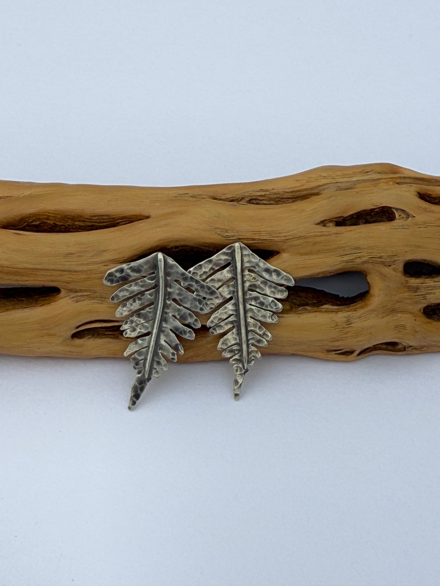 Forest Frond Post Earrings: Sterling Silver Sword Ferns