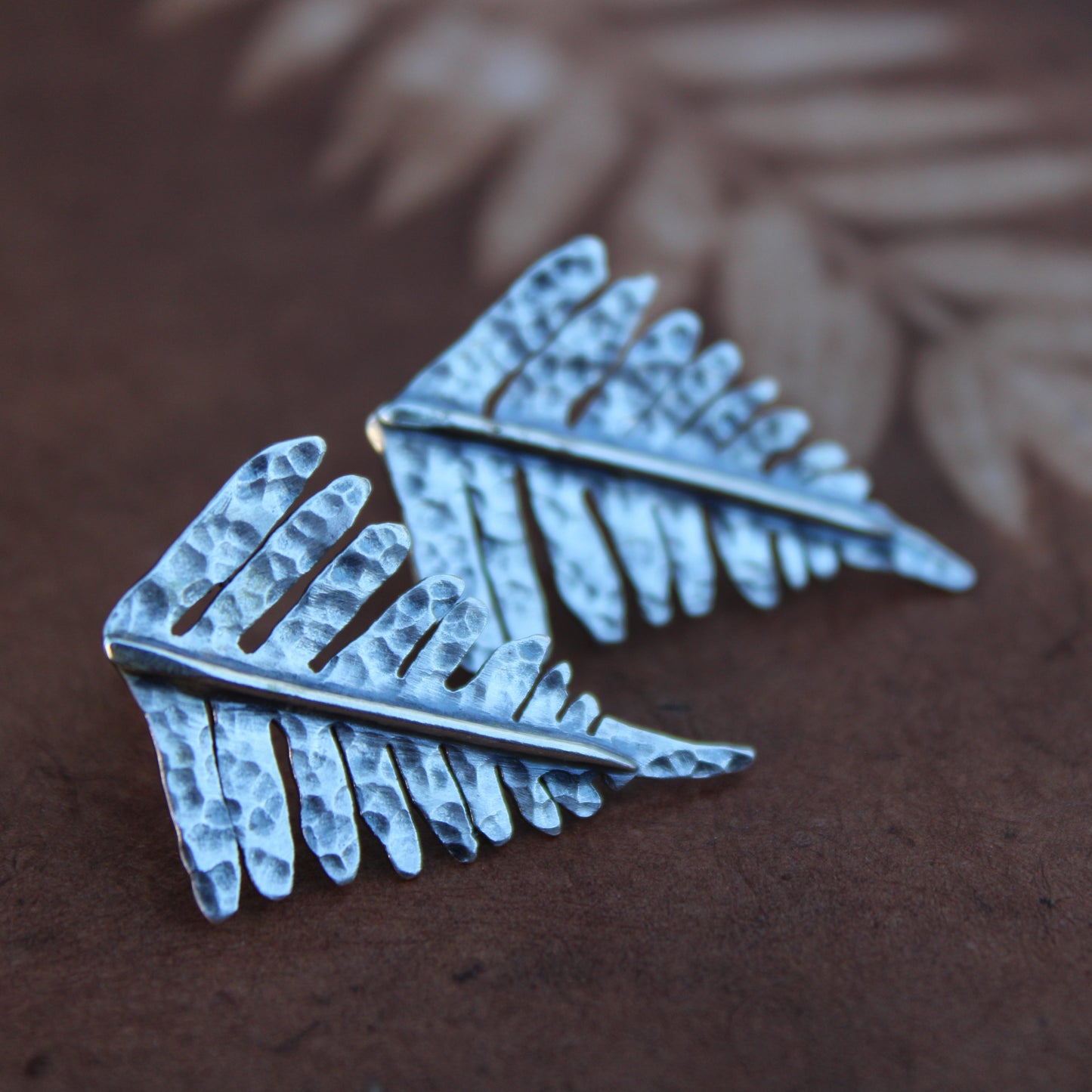 Forest Frond Post Earrings: Sterling Silver Sword Ferns