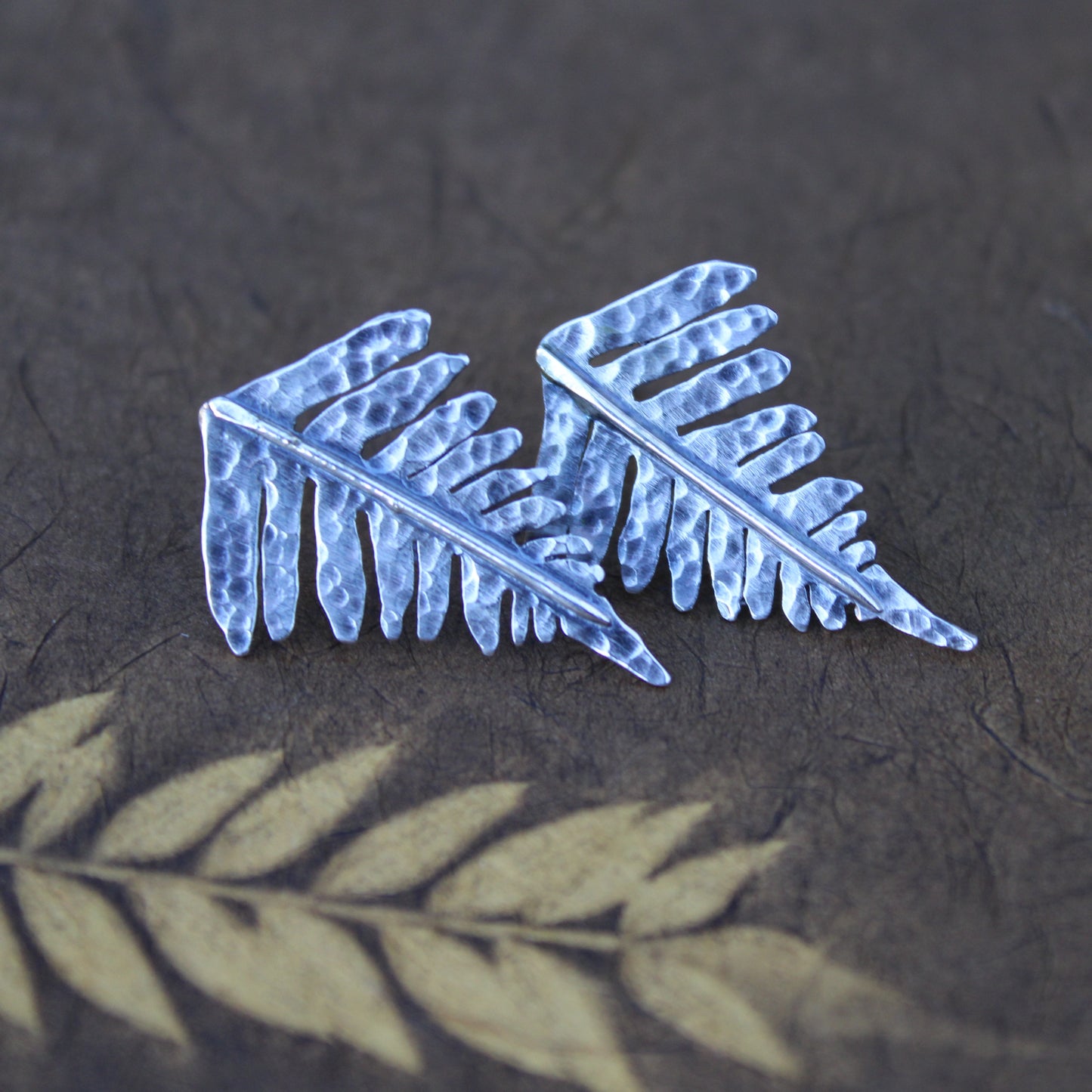Forest Frond Post Earrings: Sterling Silver Sword Ferns