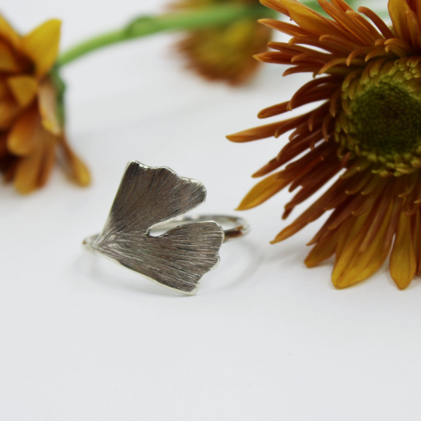 Gingko Breeze Rings: Sterling Silver Gingko Leaves