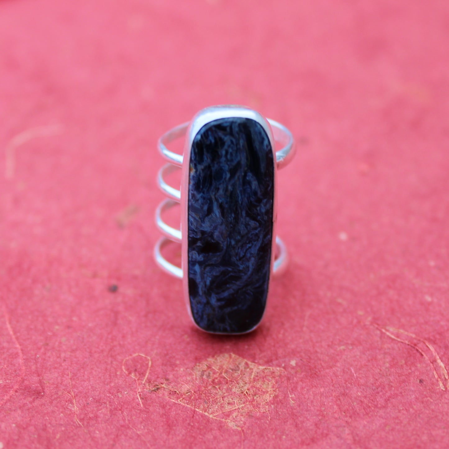 Tempest Ring: Sterling Silver & Pietersite- size 5.75