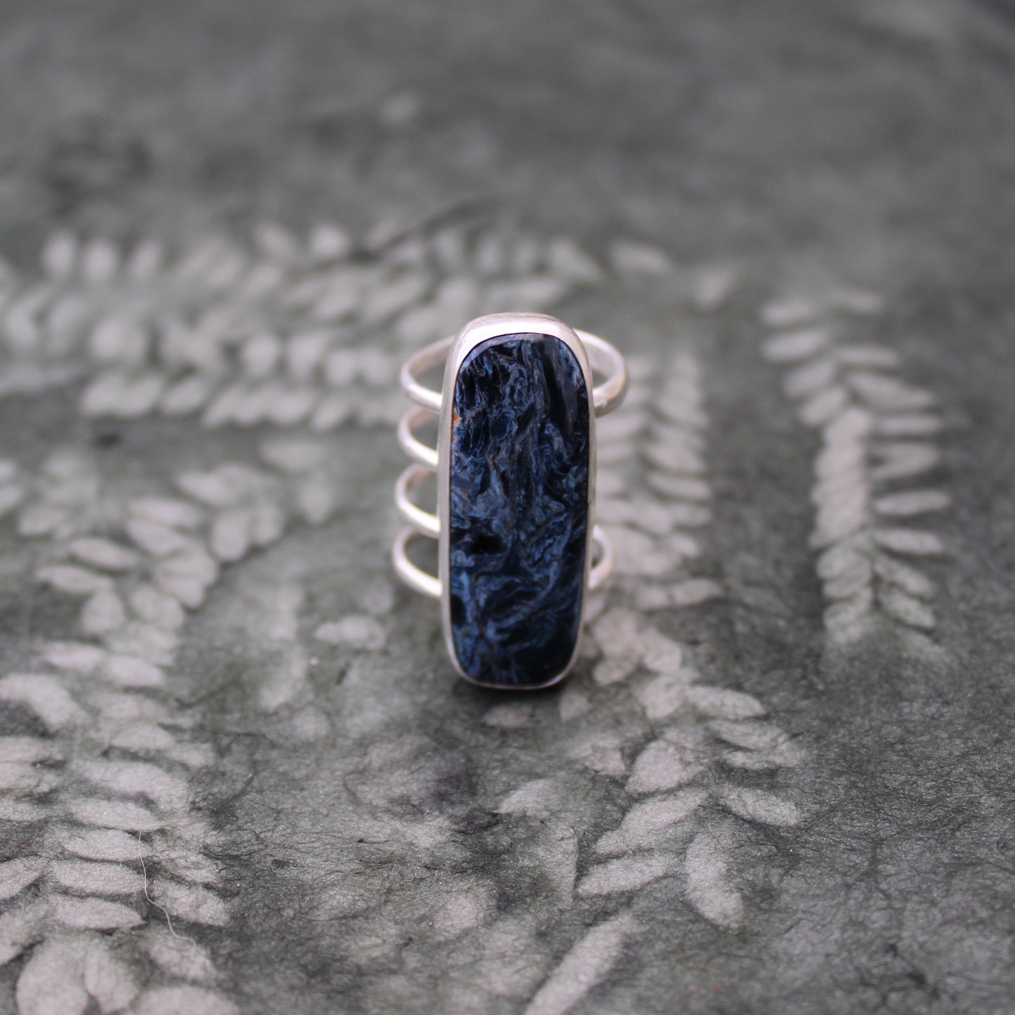 Tempest Ring: Sterling Silver & Pietersite- size 5.75