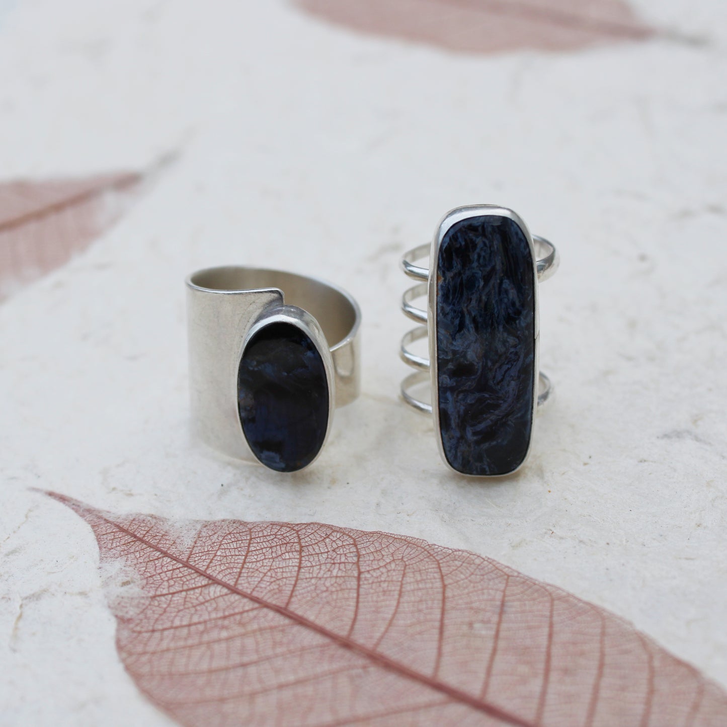 Tempest Ring: Sterling Silver & Pietersite- size 5.75