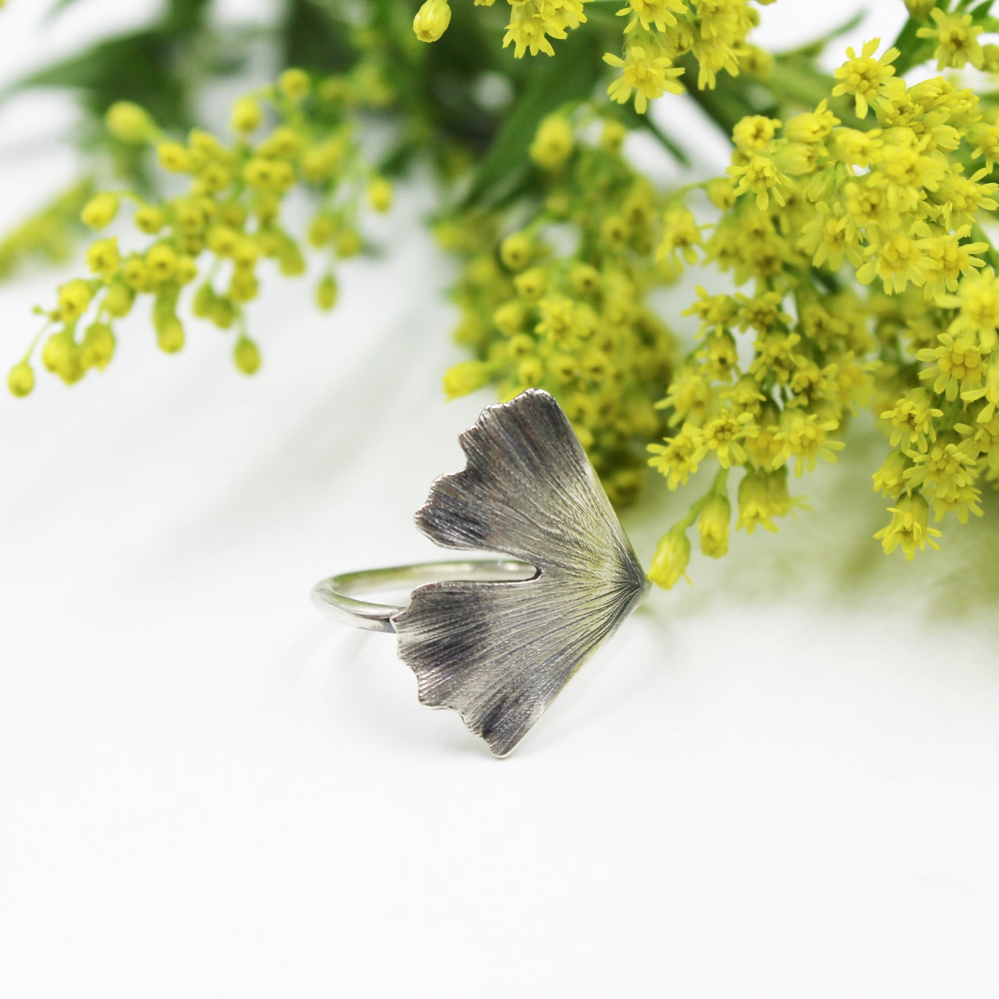 Gingko Breeze Rings: Sterling Silver Gingko Leaves