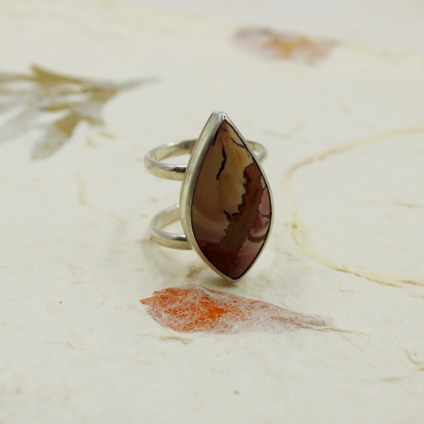 Red Canyon Ring: Sterling Silver & Red Falcon Jasper - size 7.25