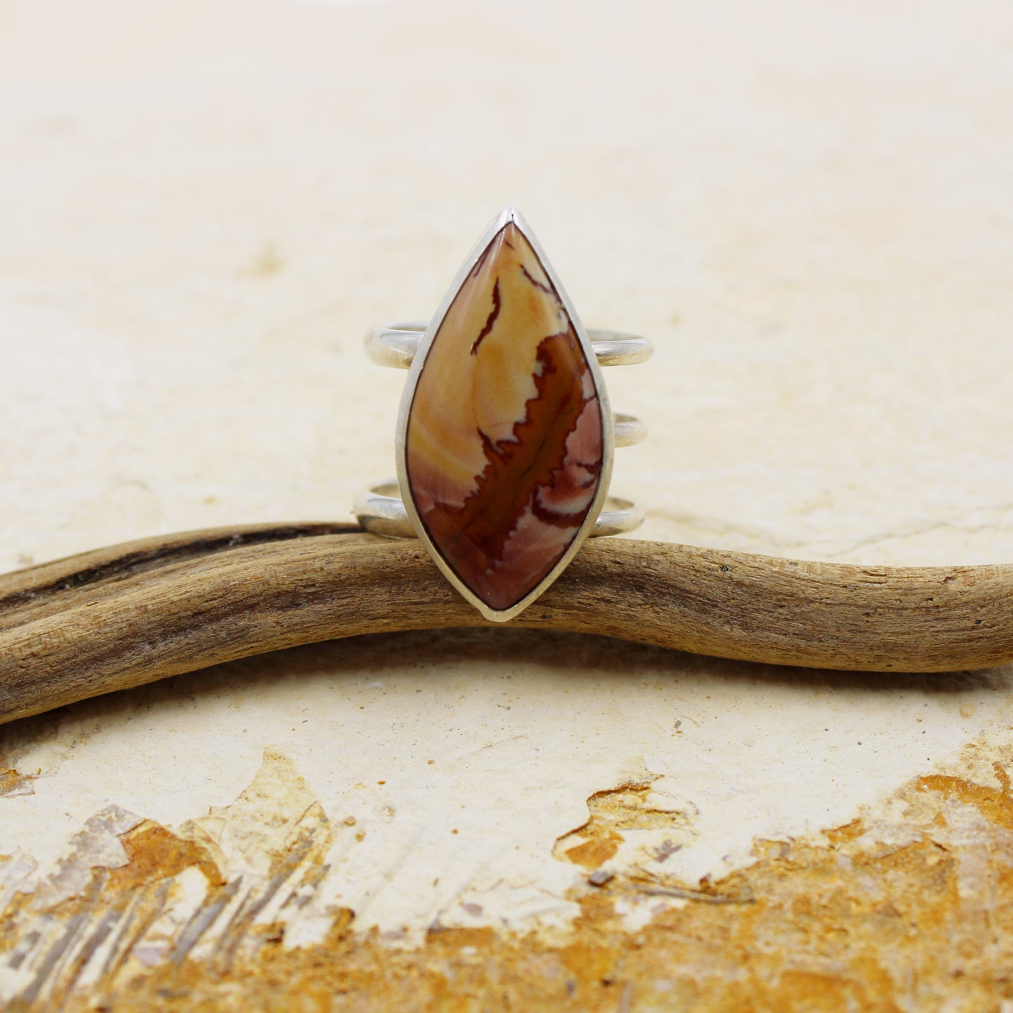 Red Canyon Ring: Sterling Silver & Red Falcon Jasper - size 7.25