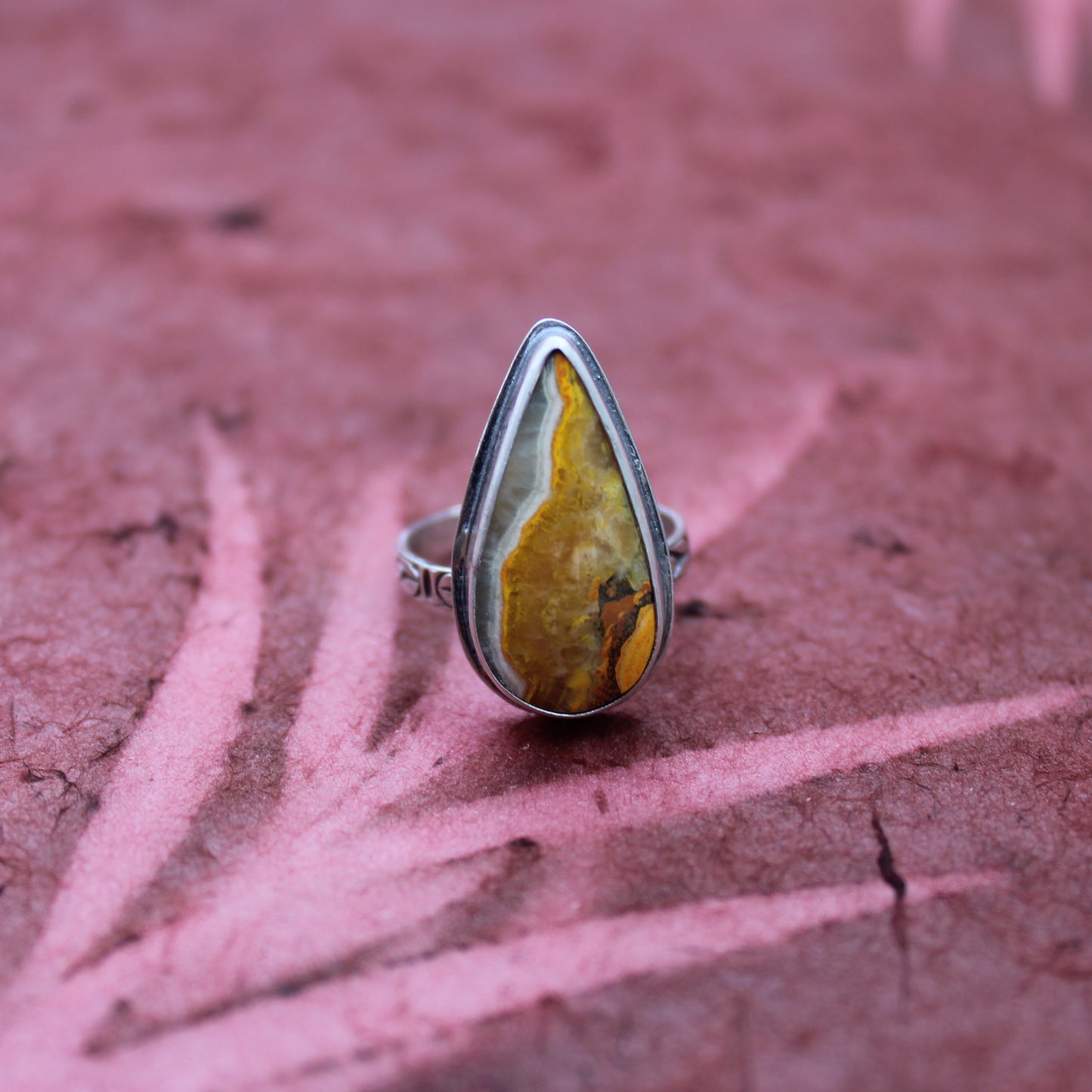 Meadowlight Ring - Sterling Silver & Bumblebee Jasper - size 6.5