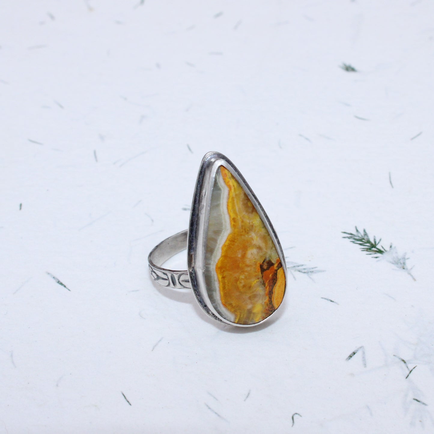 Meadowlight Ring - Sterling Silver & Bumblebee Jasper - size 6.5