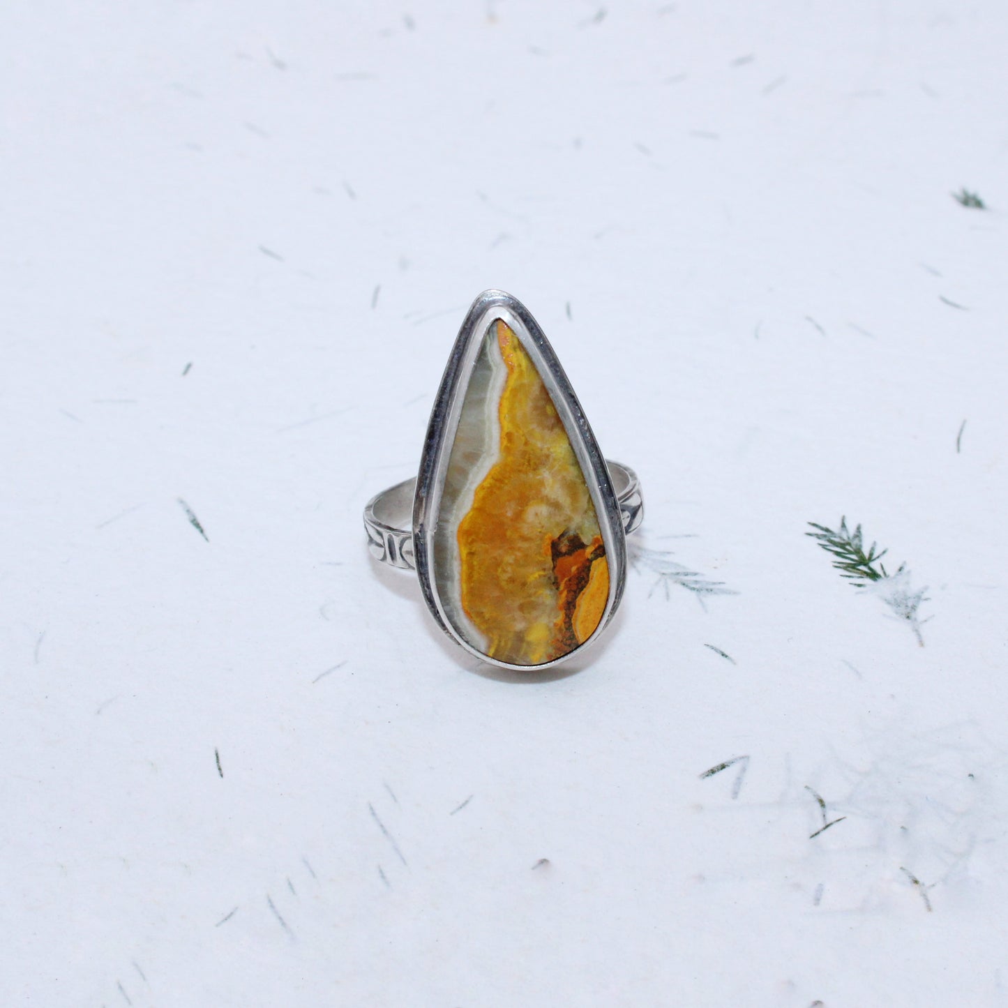 Meadowlight Ring - Sterling Silver & Bumblebee Jasper - size 6.5