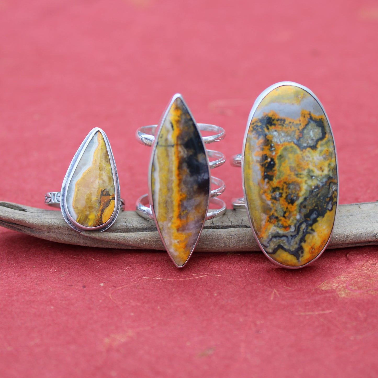 Meadowlight Ring - Sterling Silver & Bumblebee Jasper - size 6.5