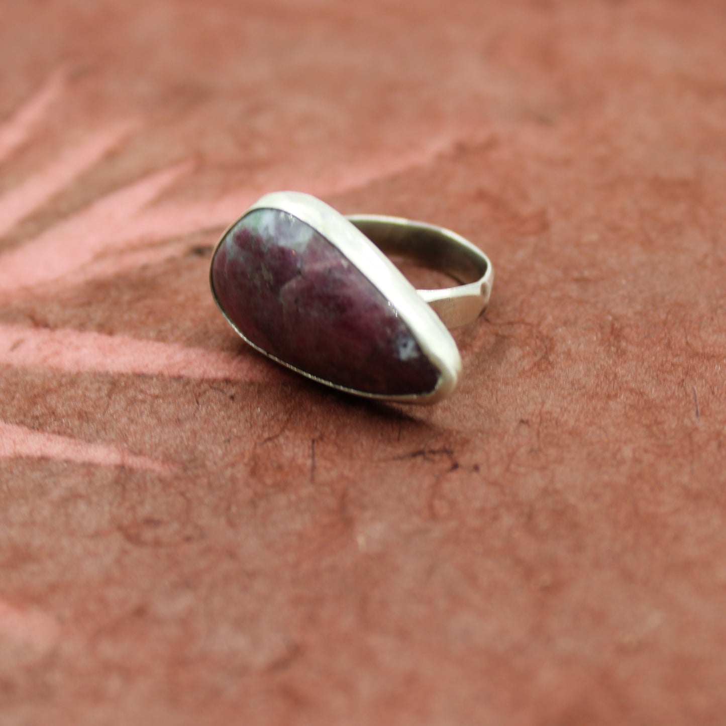 Meadowstone Ring: Sterling Silver & Ruby in Zoisite - size 5