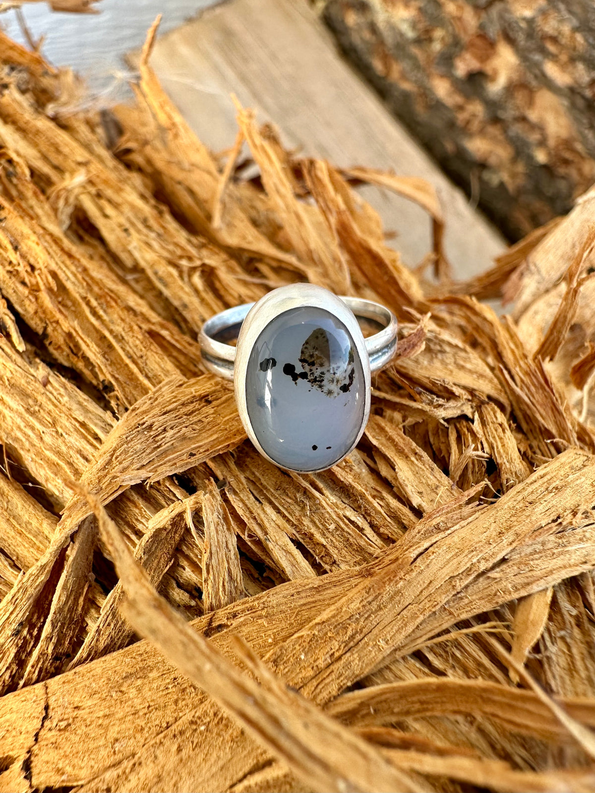 Still Water Ring: Montana Agate & Sterling Silver - size 5.25