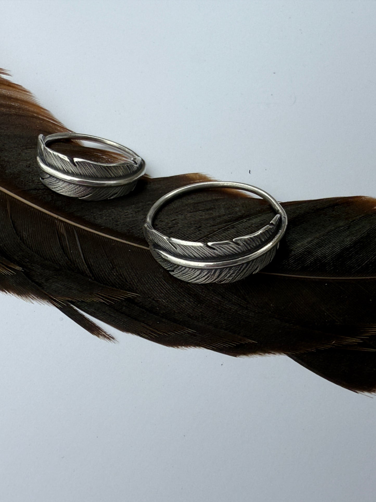 Feathered Serenity Rings: Sterling Silver