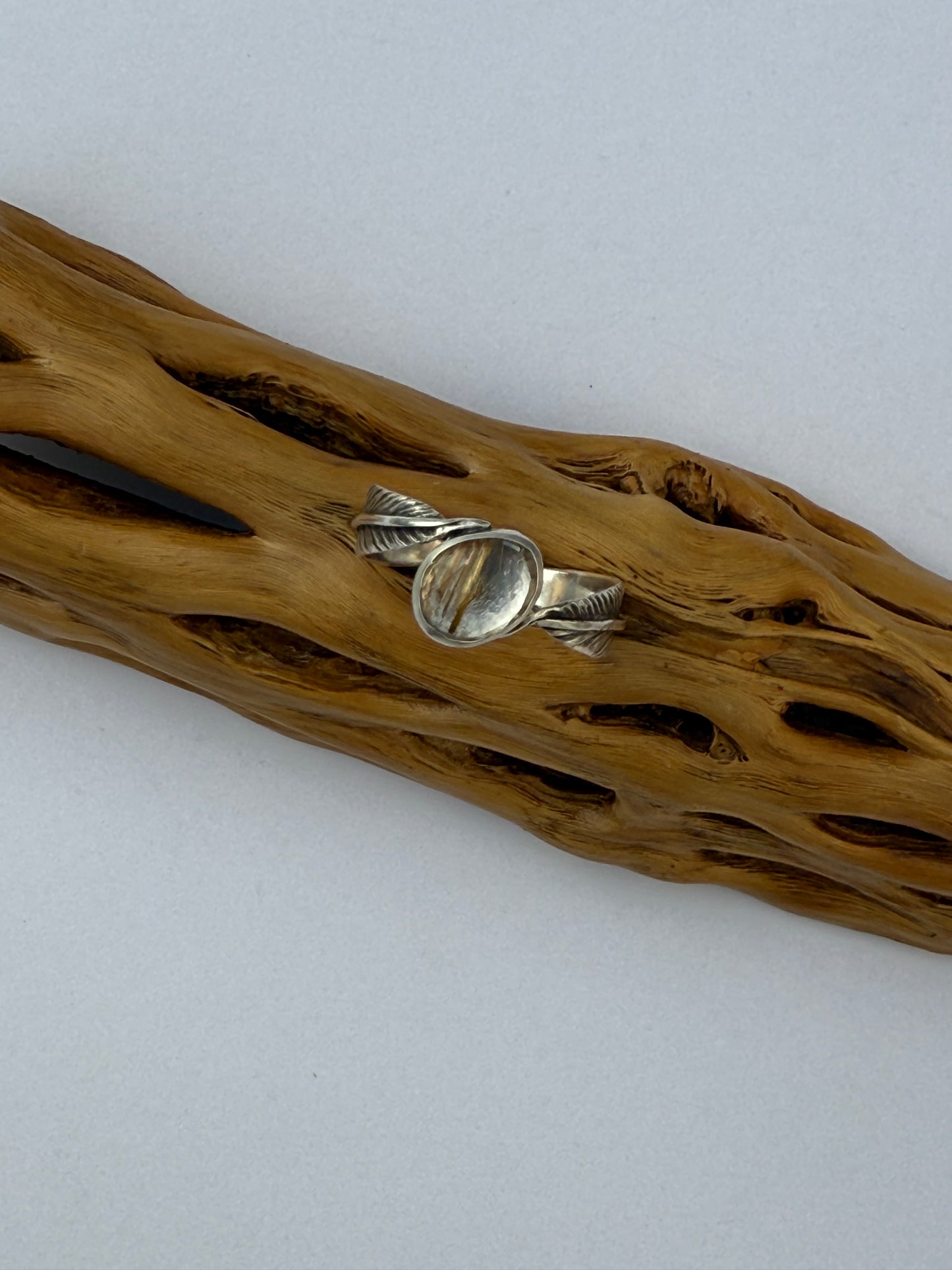 Golden Drift Ring: Sterling Silver & Golden Rutilated Quartz - size 9.25