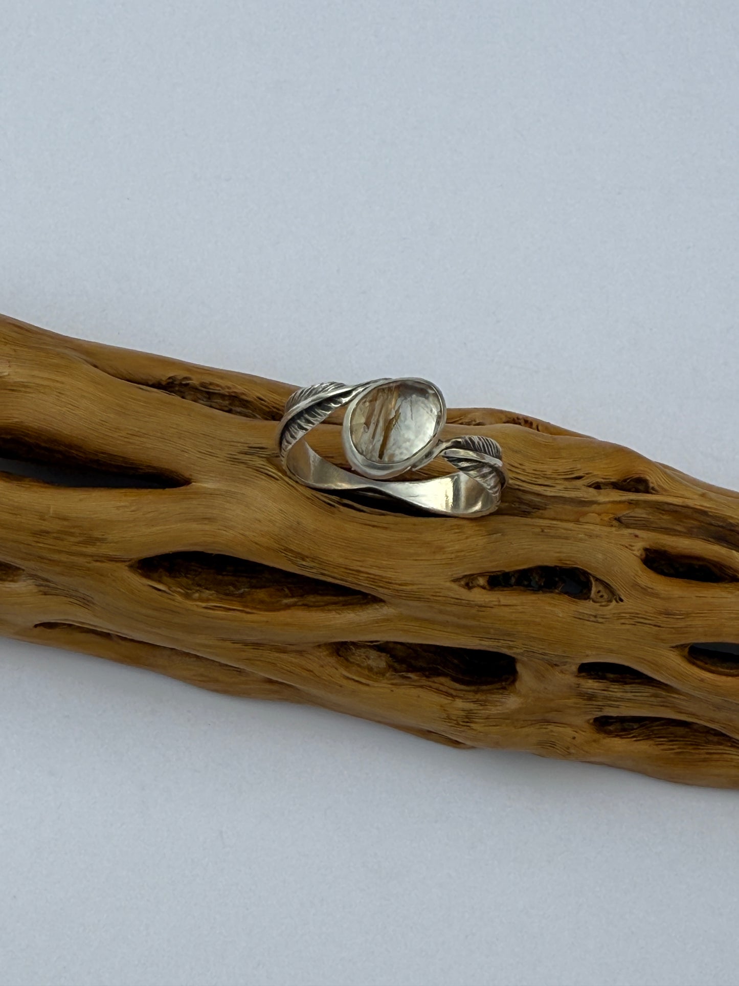 Golden Drift Ring: Sterling Silver & Golden Rutilated Quartz - size 9.25