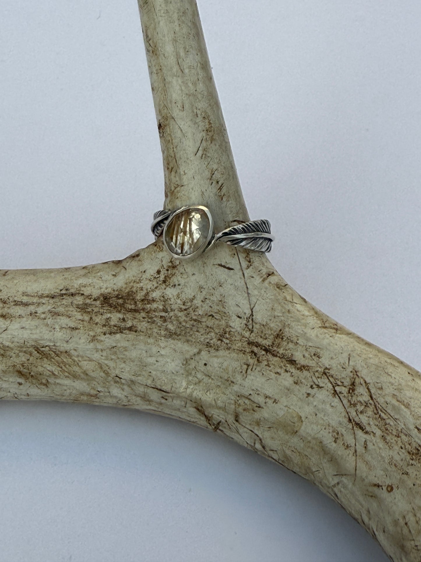 Golden Drift Ring: Sterling Silver & Golden Rutilated Quartz - size 9.25