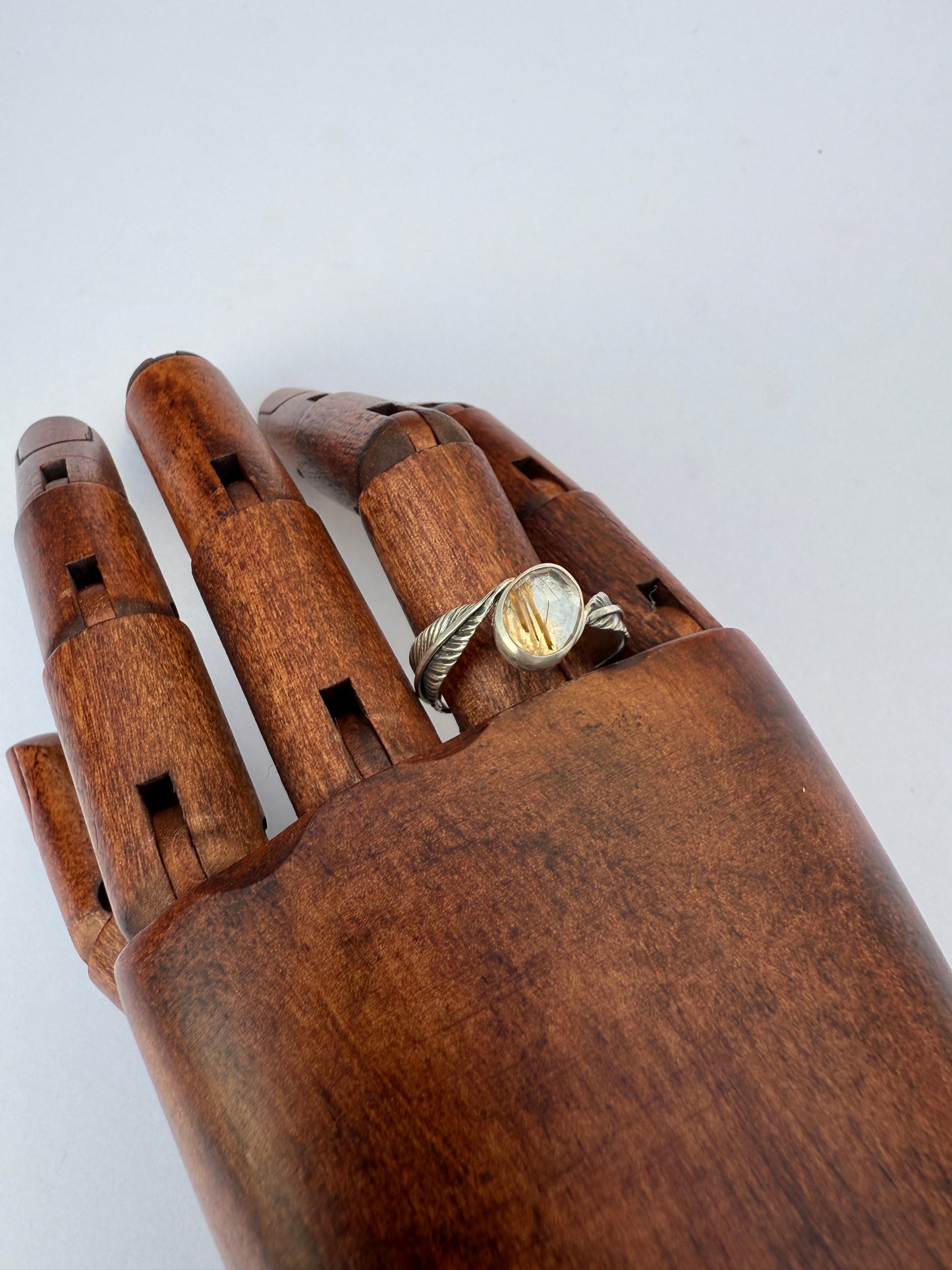Golden Drift Ring: Sterling Silver & Golden Rutilated Quartz - size 9.25