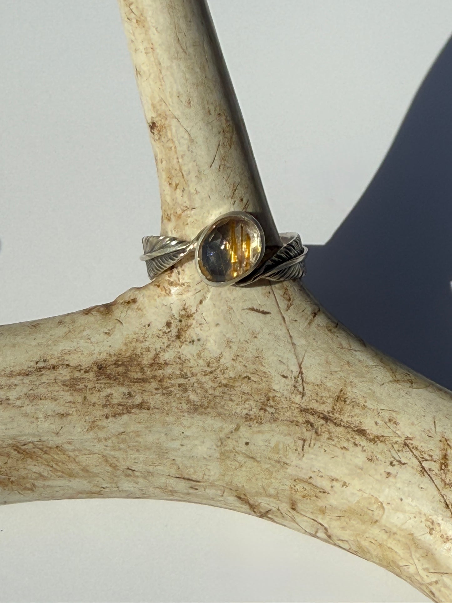 Golden Drift Ring: Sterling Silver & Golden Rutilated Quartz - size 9.25
