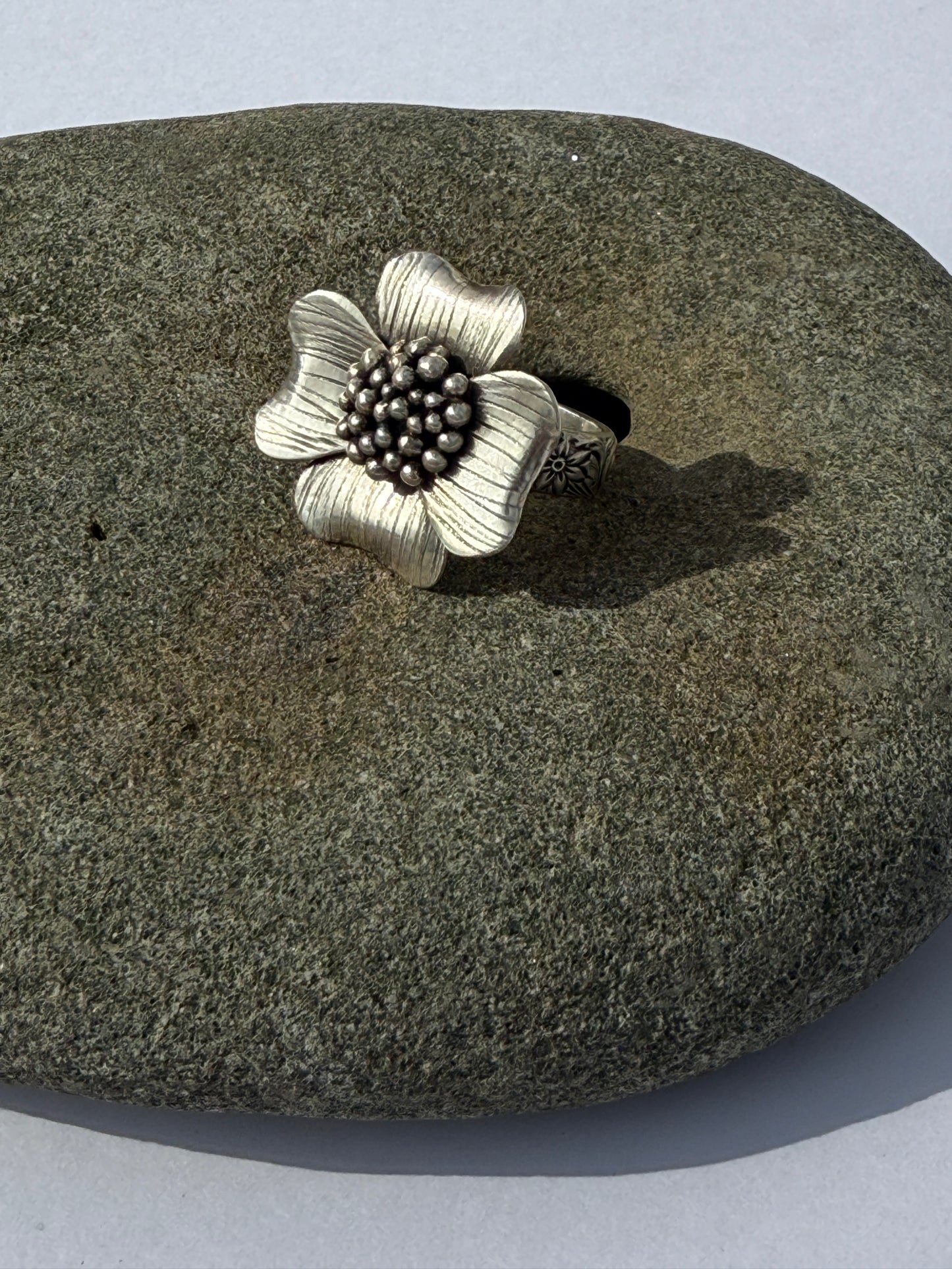 Wild Grace Ring: Sterling Silver & Dogwood - size 6