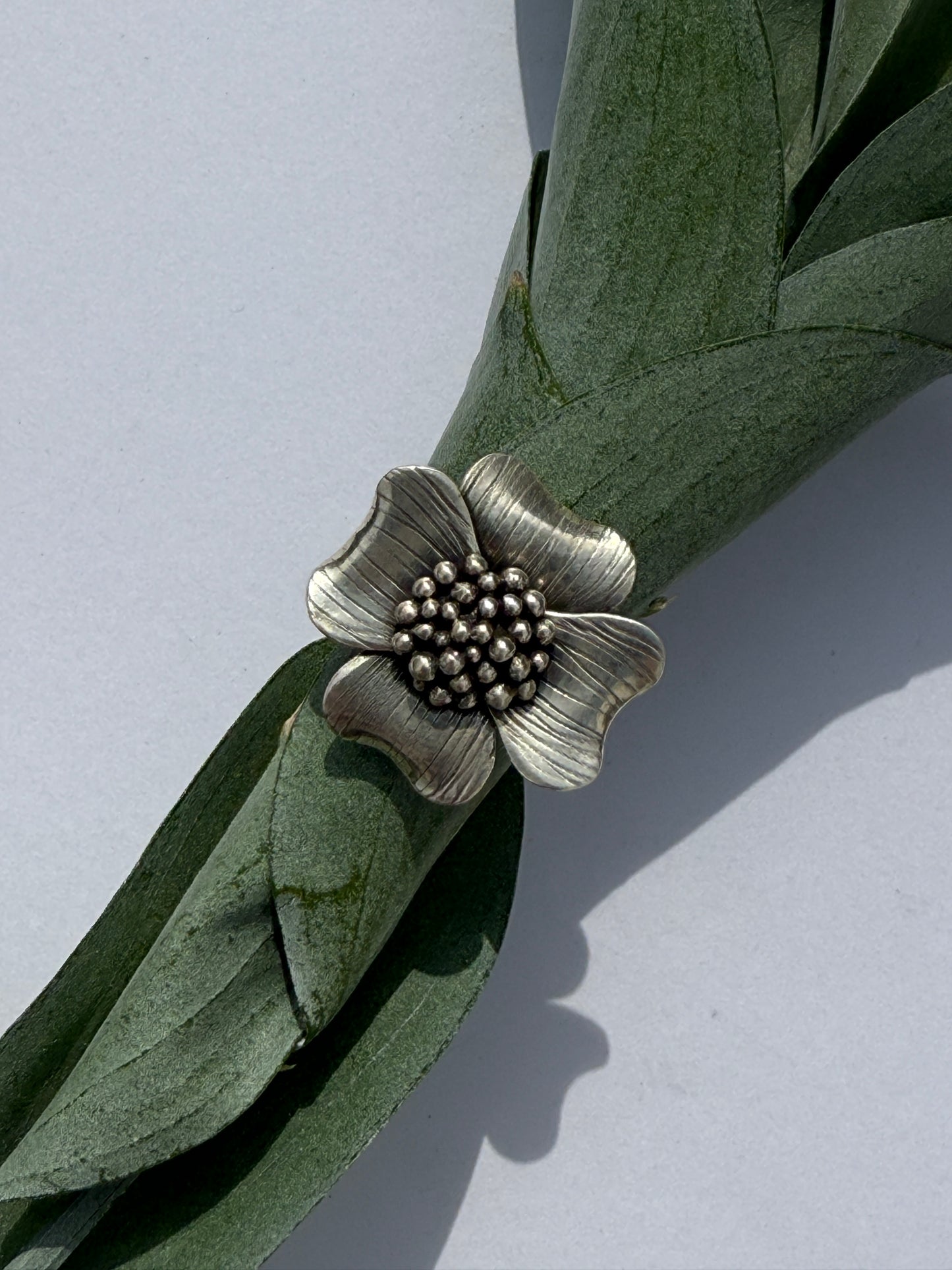 Wild Grace Ring: Sterling Silver & Dogwood - size 6