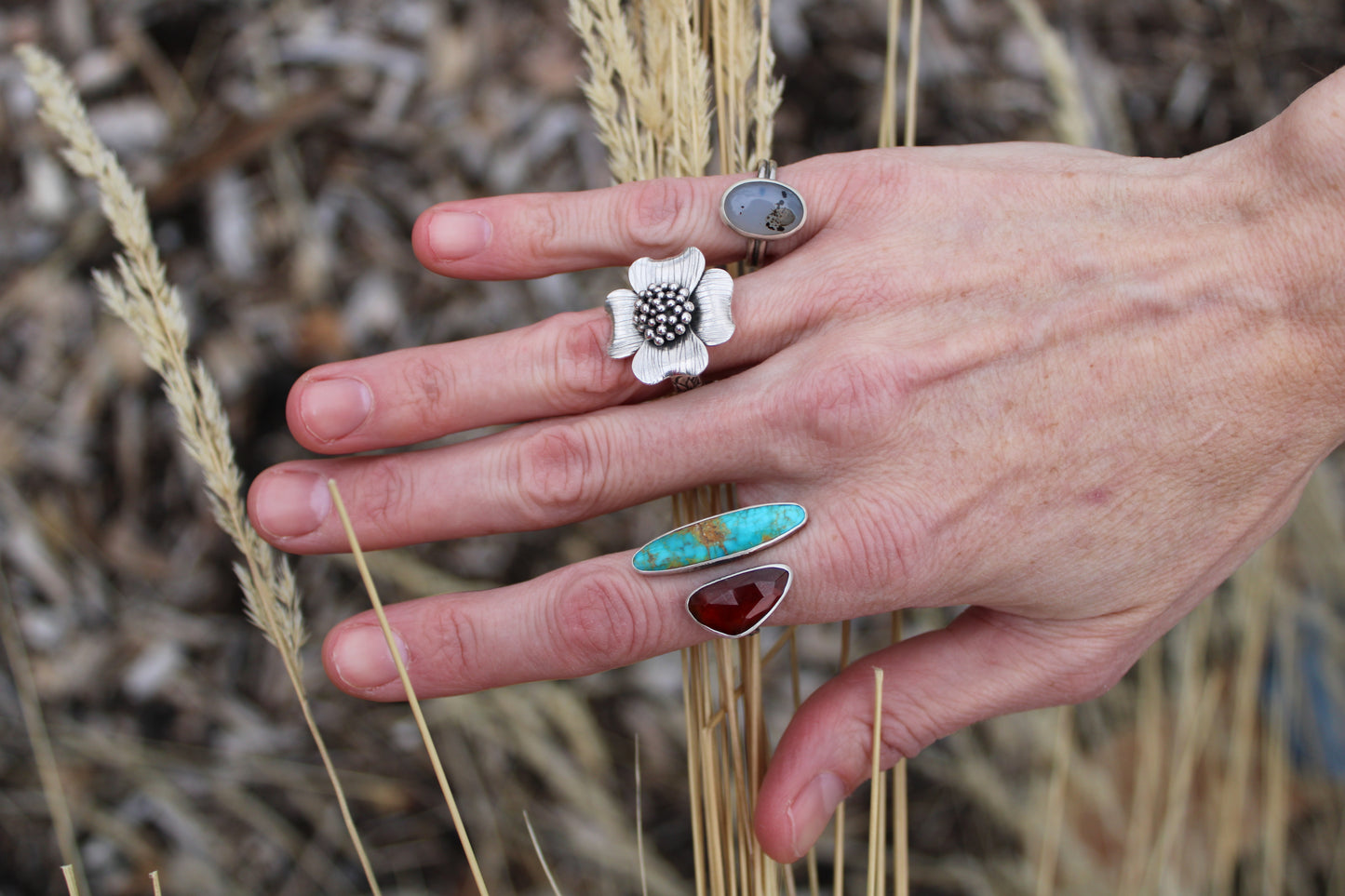 Wild Grace Ring: Sterling Silver & Dogwood - size 6