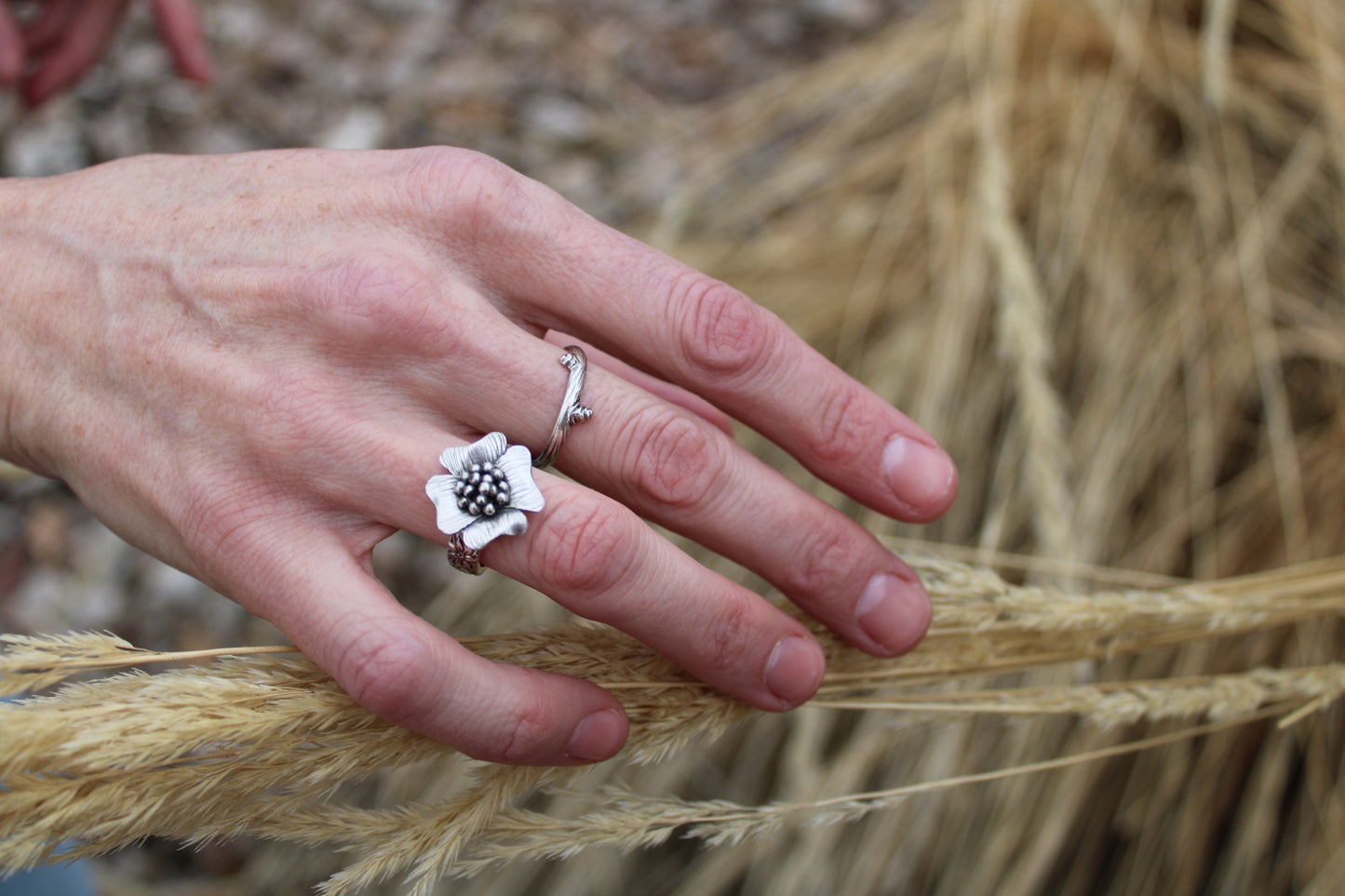 Wild Grace Ring: Sterling Silver & Dogwood - size 6