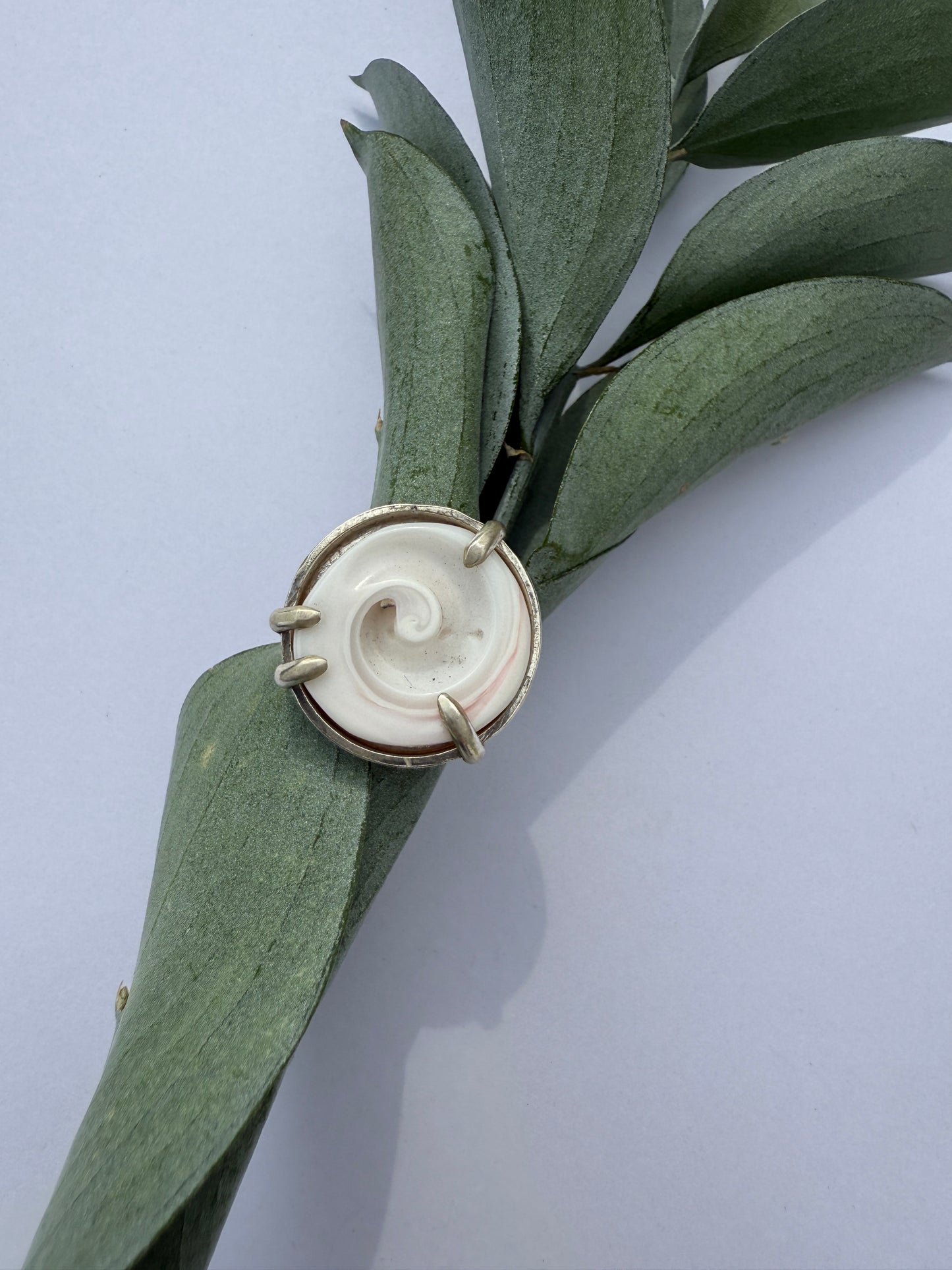 Ocean Muse Ring: Sterling Silver & Prong SeaShell - size 5.5