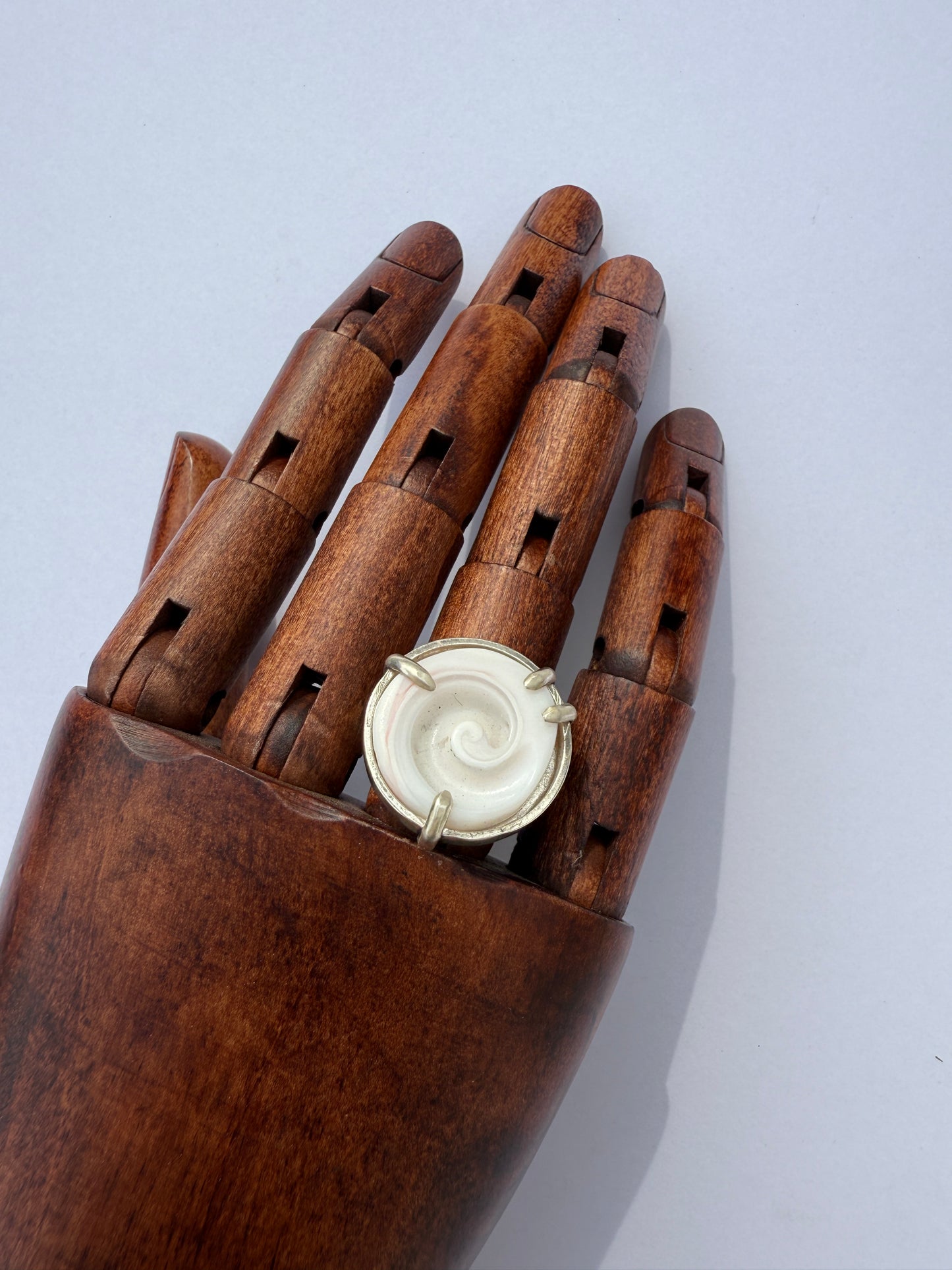 Ocean Muse Ring: Sterling Silver & Prong SeaShell - size 5.5