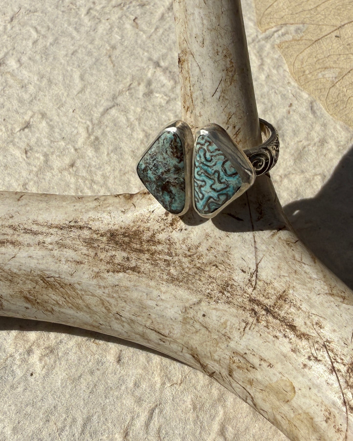 Desert Sky Ring: Sterling Silver & Egyptian Turquoise Reunion - size 5.5
