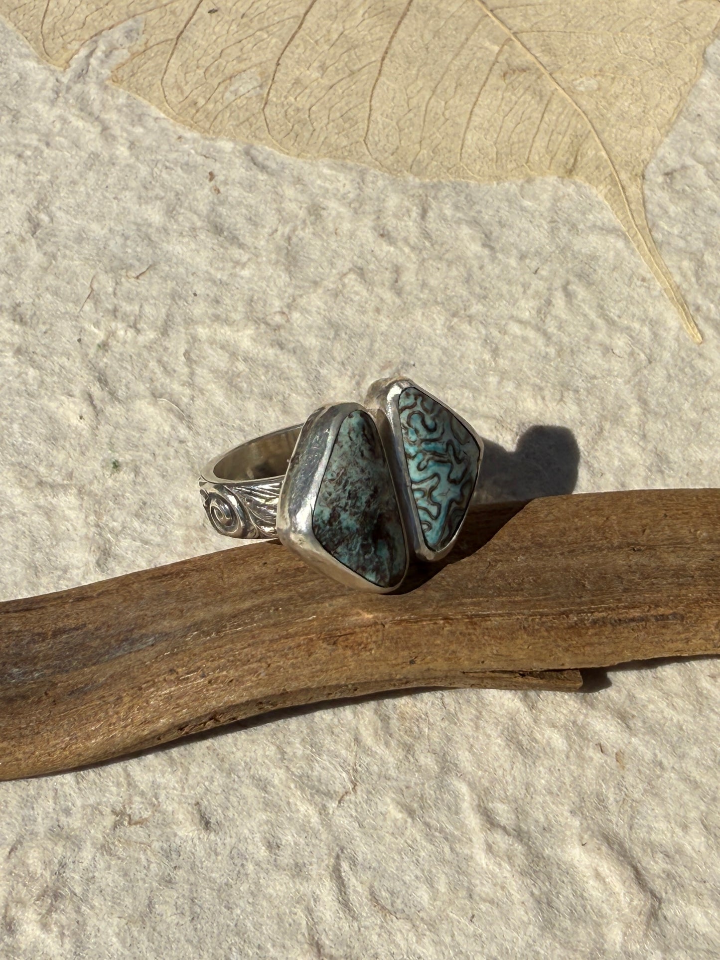 Desert Sky Ring: Sterling Silver & Egyptian Turquoise Reunion - size 5.5
