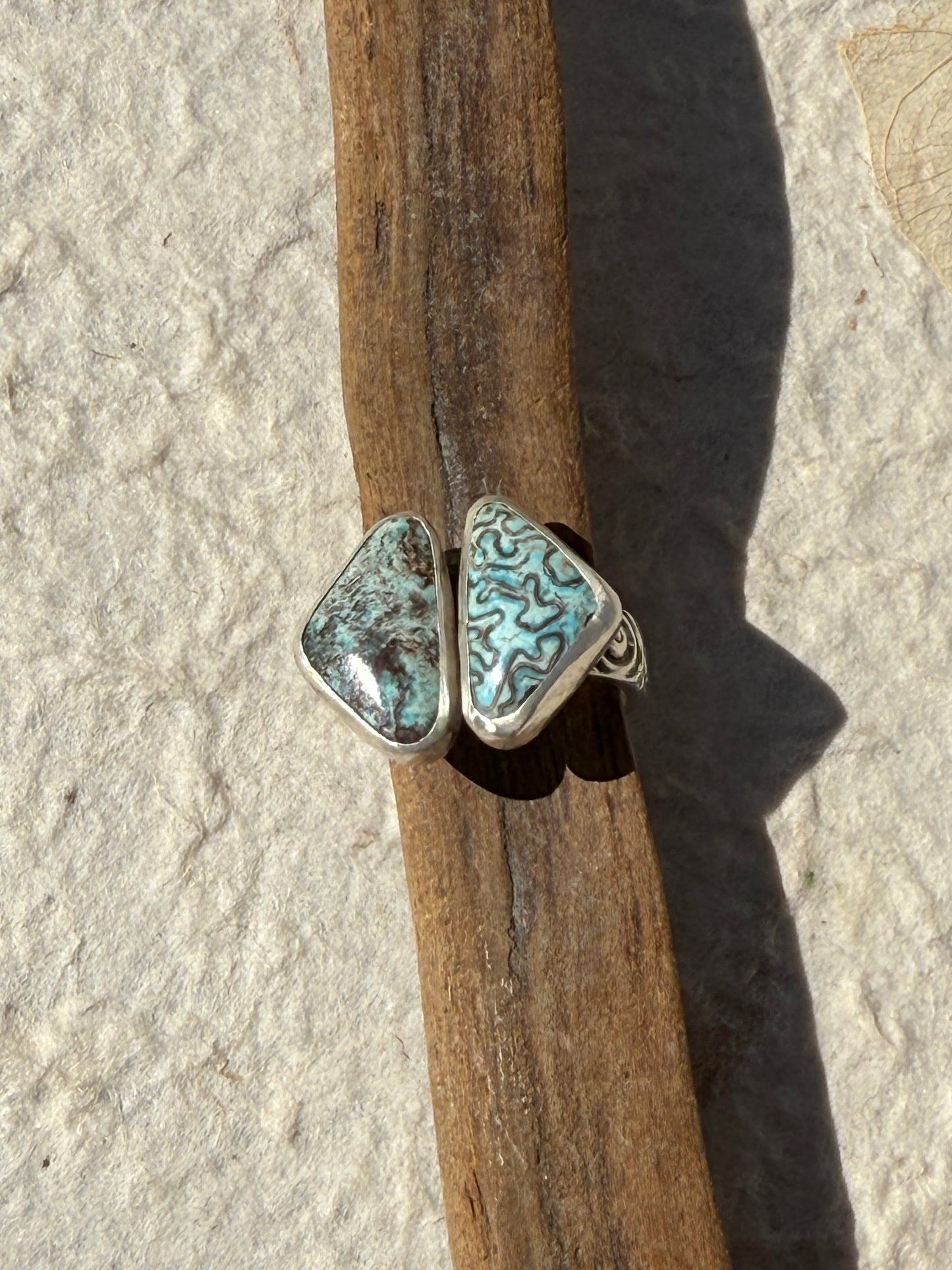 Desert Sky Ring: Sterling Silver & Egyptian Turquoise Reunion - size 5.5