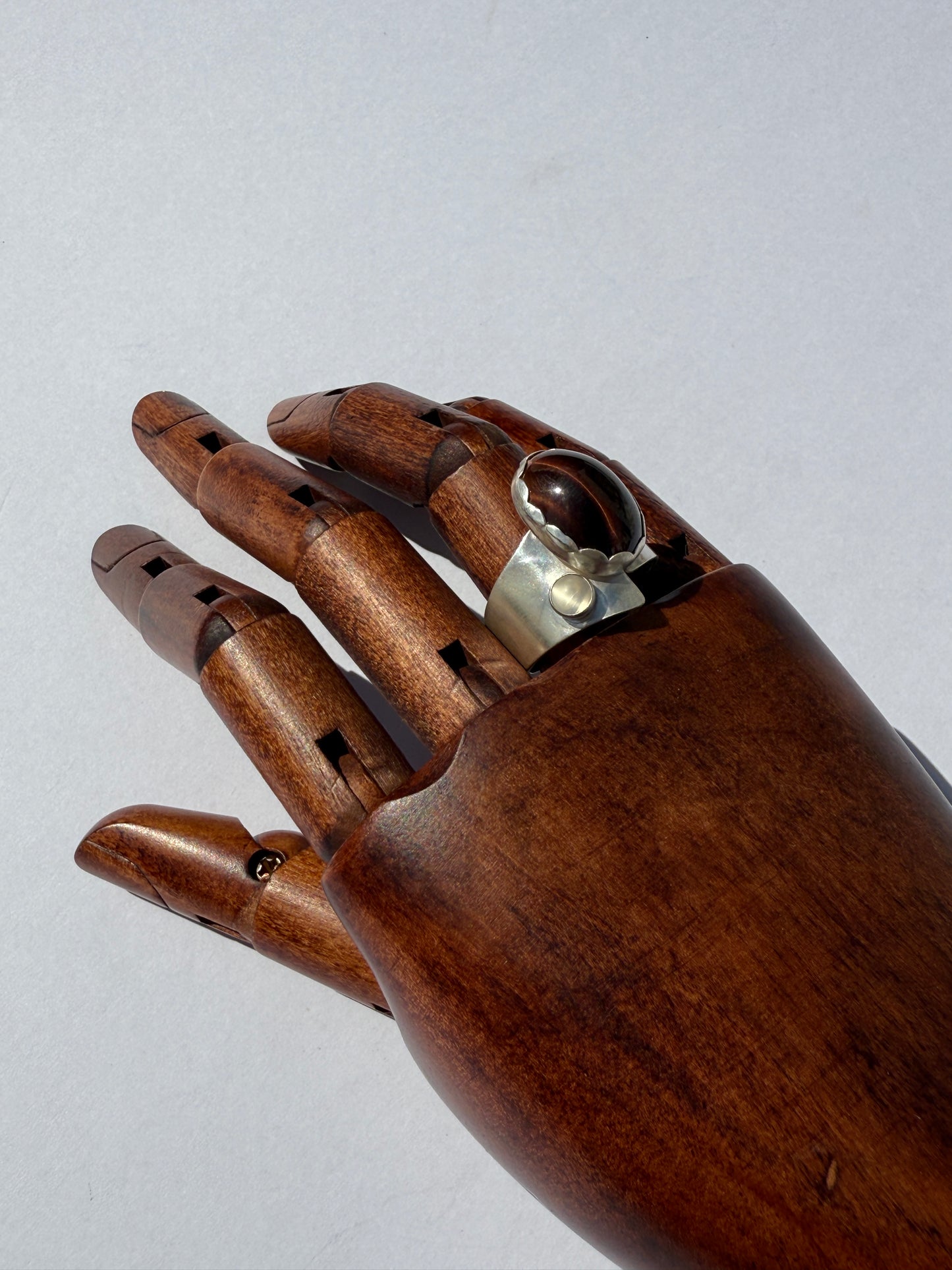 Solstice Balance Ring: Sterling Silver and Tiger Eye & Moonstone- size 11.5