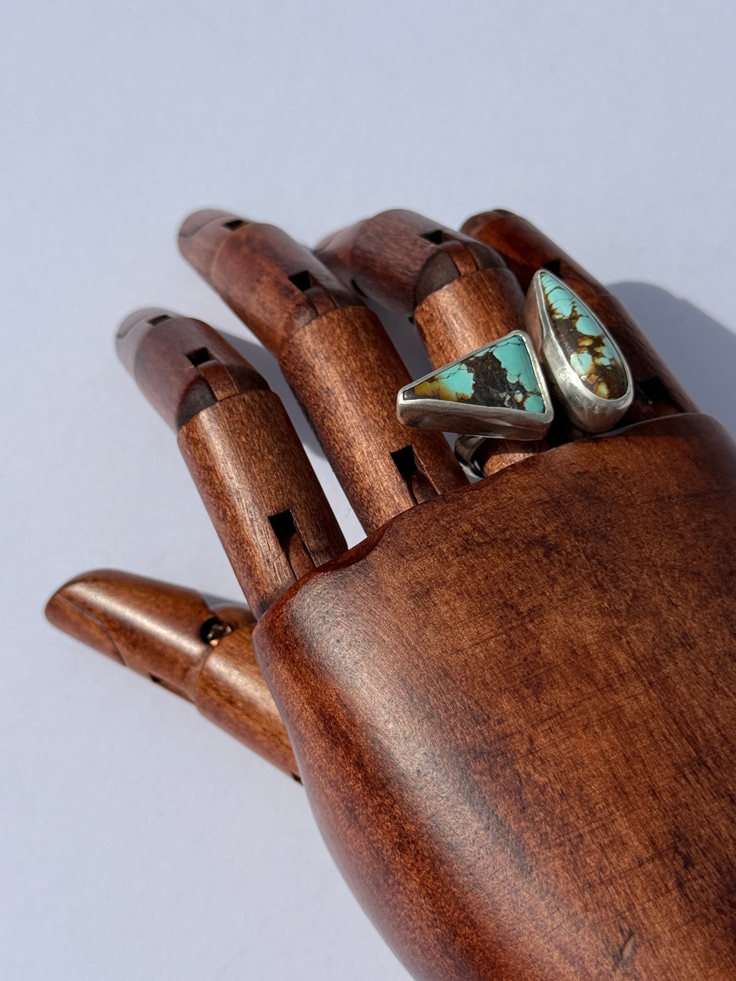 Wild Bluewood Ring: Sterling Silver & Qingu Hubei Turquoise Reunion - size 8