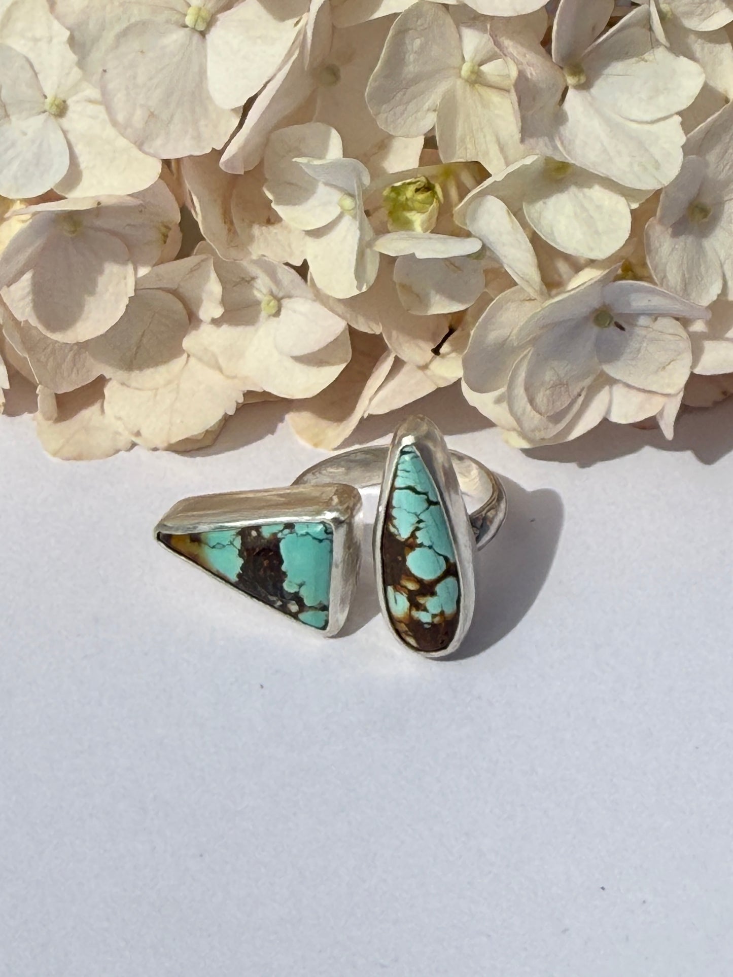 Wild Bluewood Ring: Sterling Silver & Qingu Hubei Turquoise Reunion - size 8