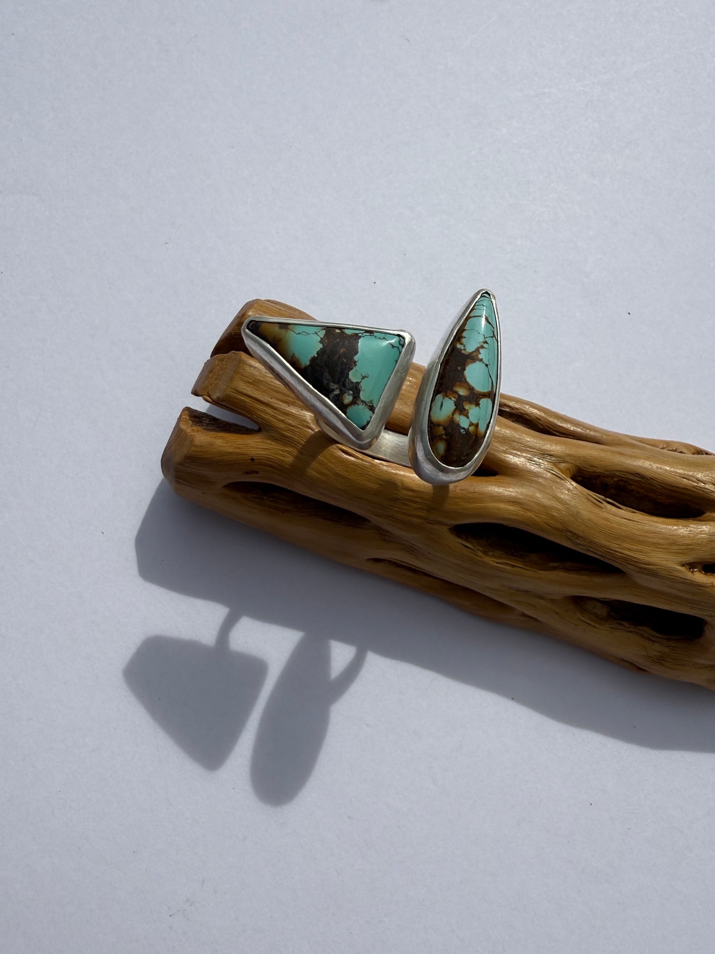 Wild Bluewood Ring: Sterling Silver & Qingu Hubei Turquoise Reunion - size 8