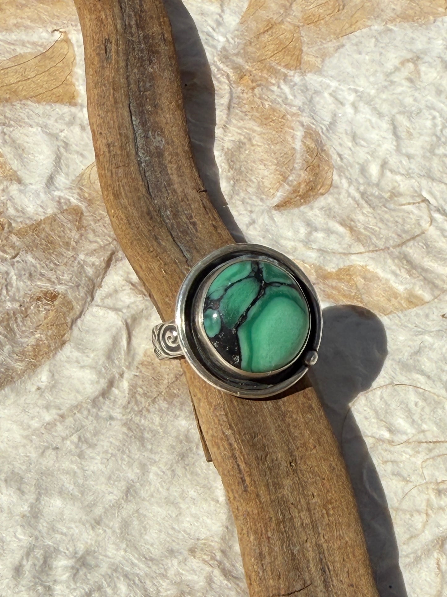 Desert Awakenings Ring: Sterling Silver & Desert Oasis Variscite - size 7