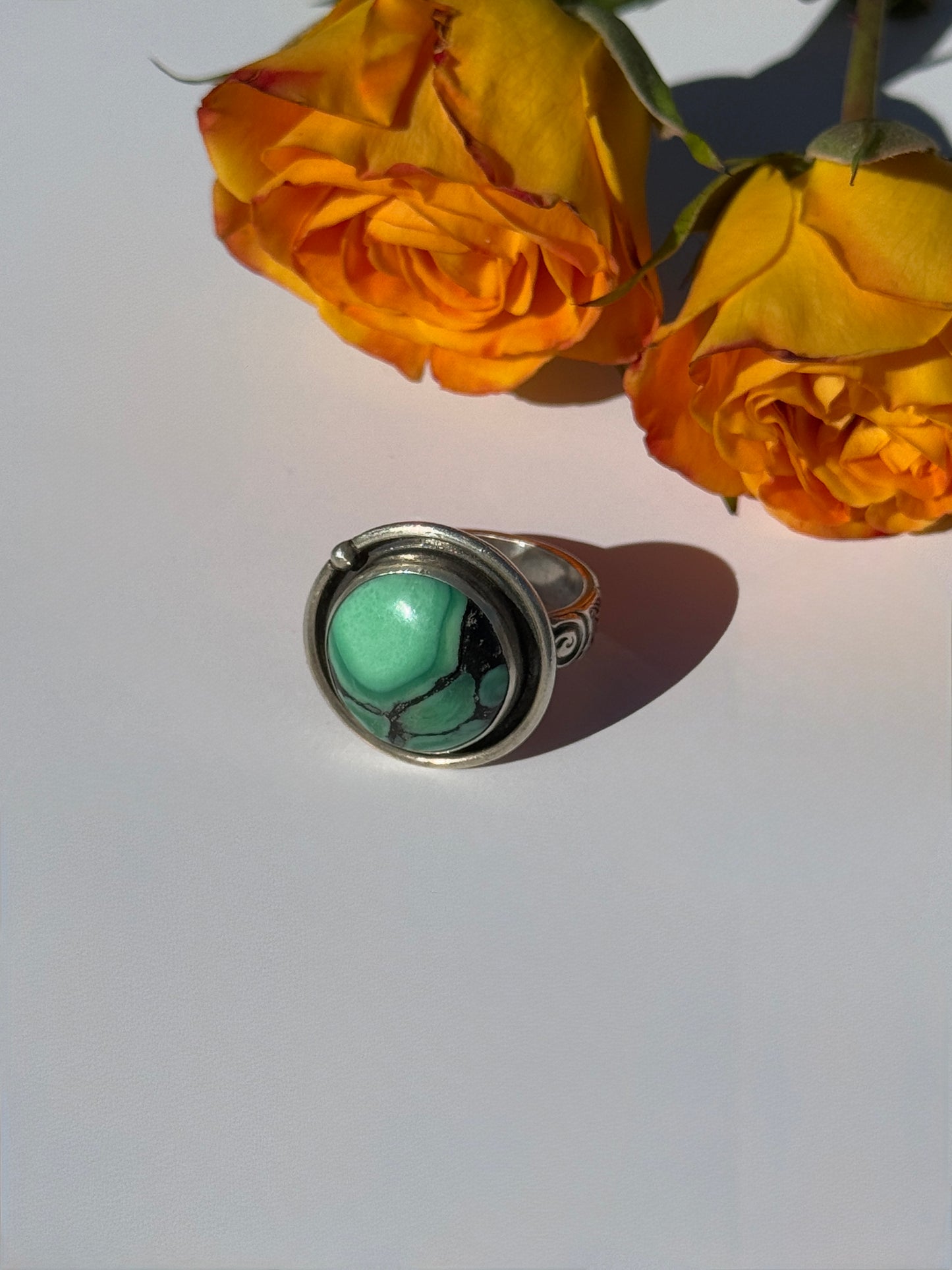 Desert Awakenings Ring: Sterling Silver & Desert Oasis Variscite - size 7