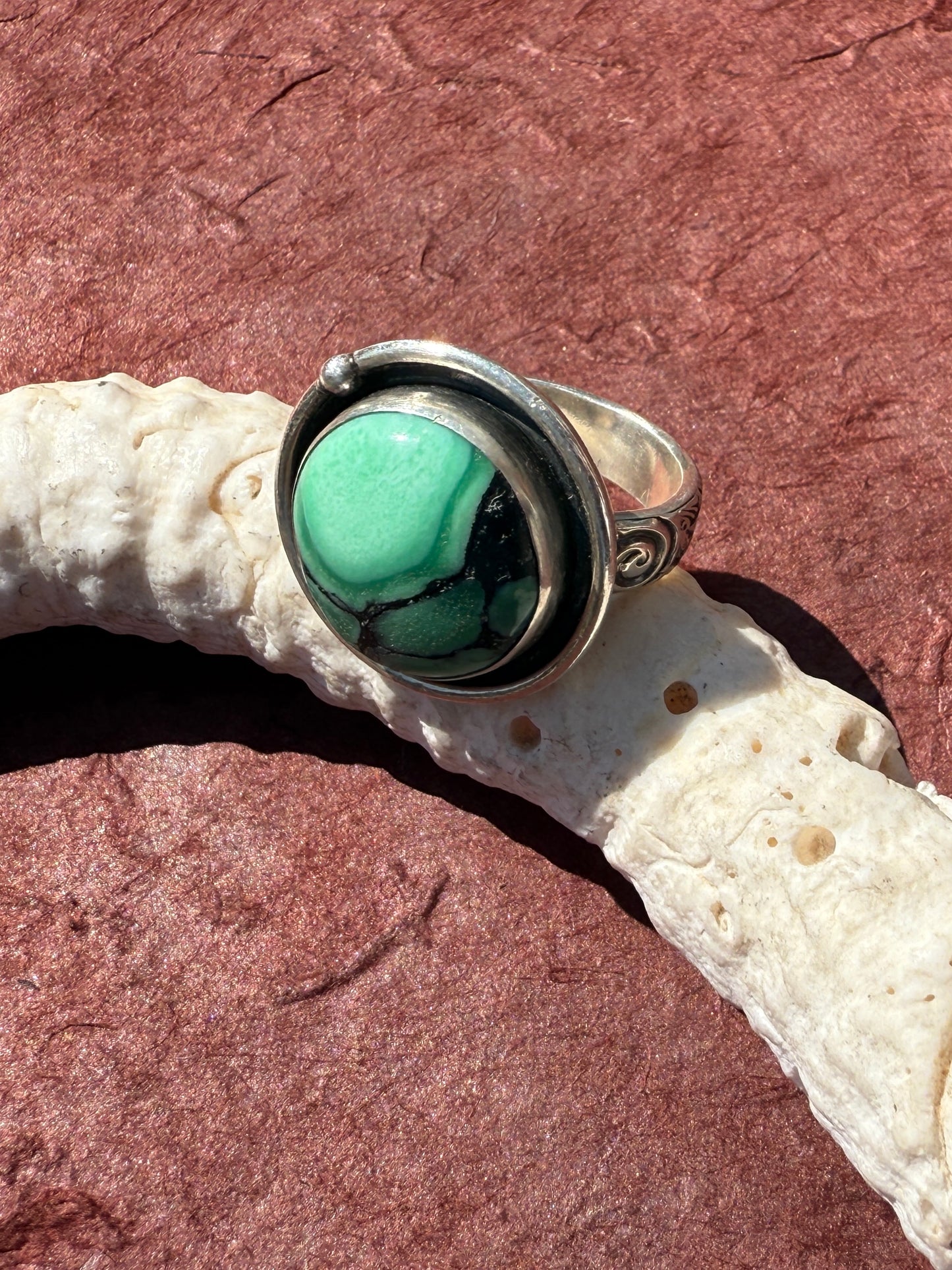 Desert Awakenings Ring: Sterling Silver & Desert Oasis Variscite - size 7