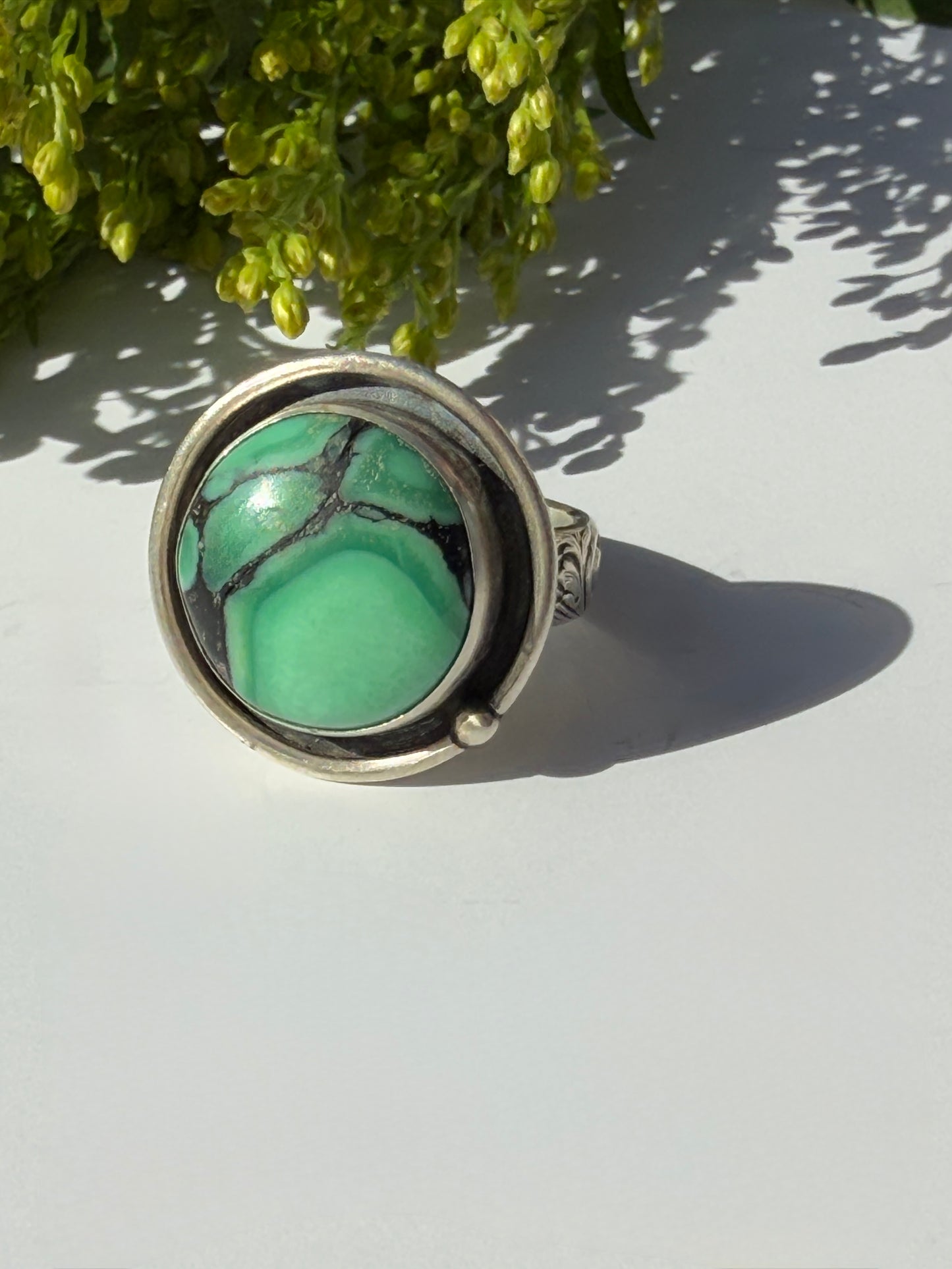 Desert Awakenings Ring: Sterling Silver & Desert Oasis Variscite - size 7
