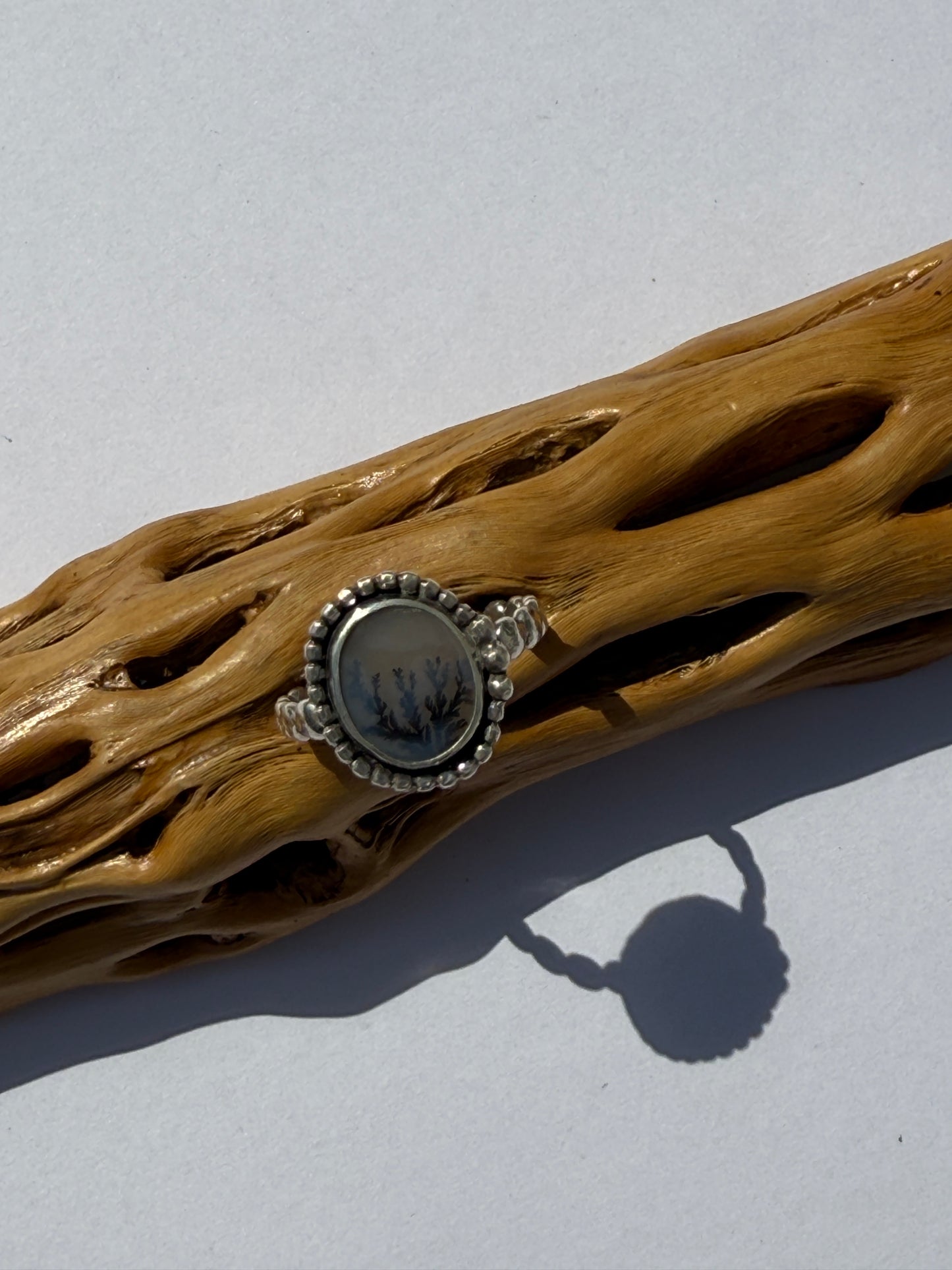 Winter Grove Ring: Sterling Silver & Dendritic Agate - size 9.25