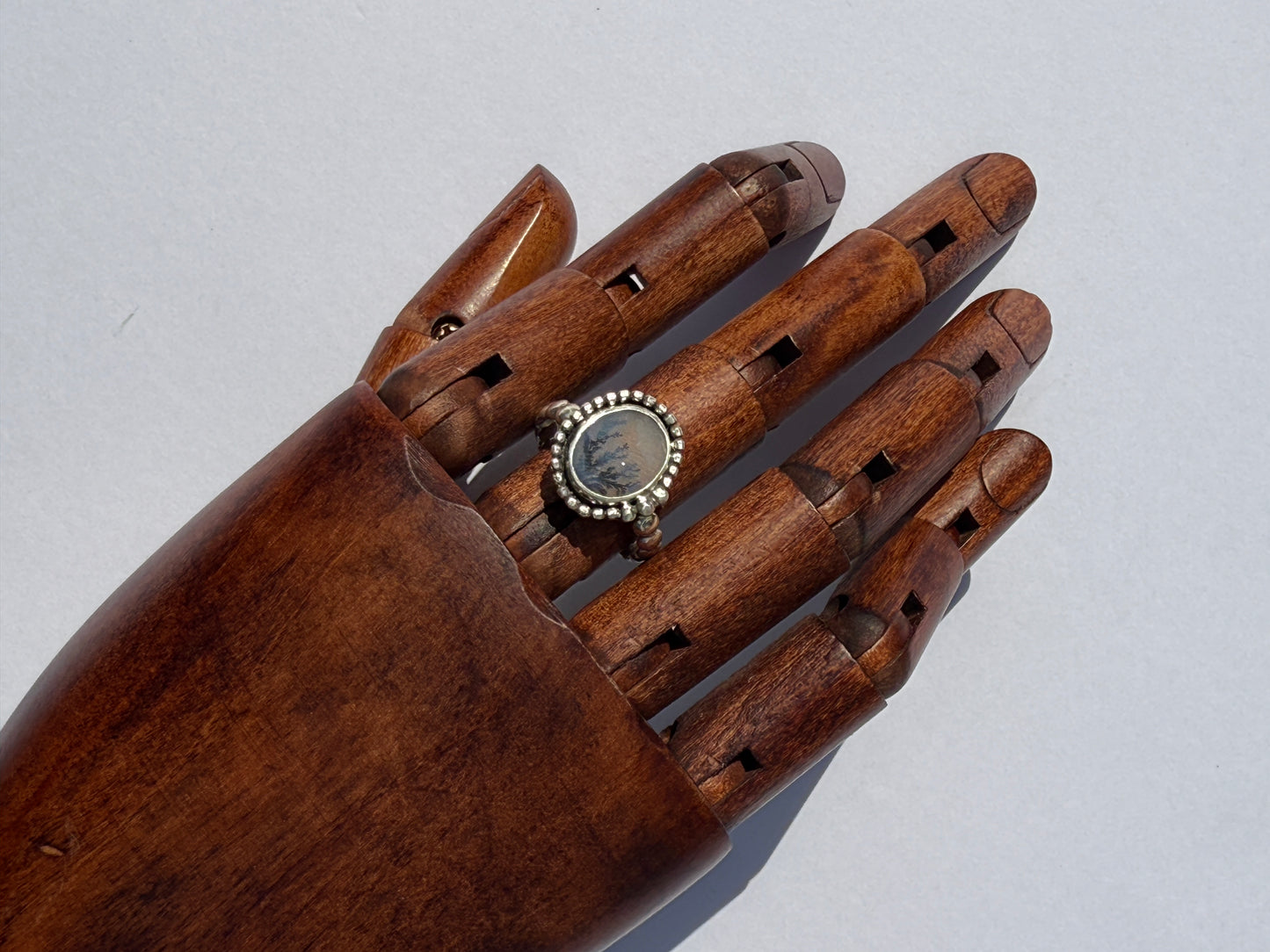 Winter Grove Ring: Sterling Silver & Dendritic Agate - size 9.25
