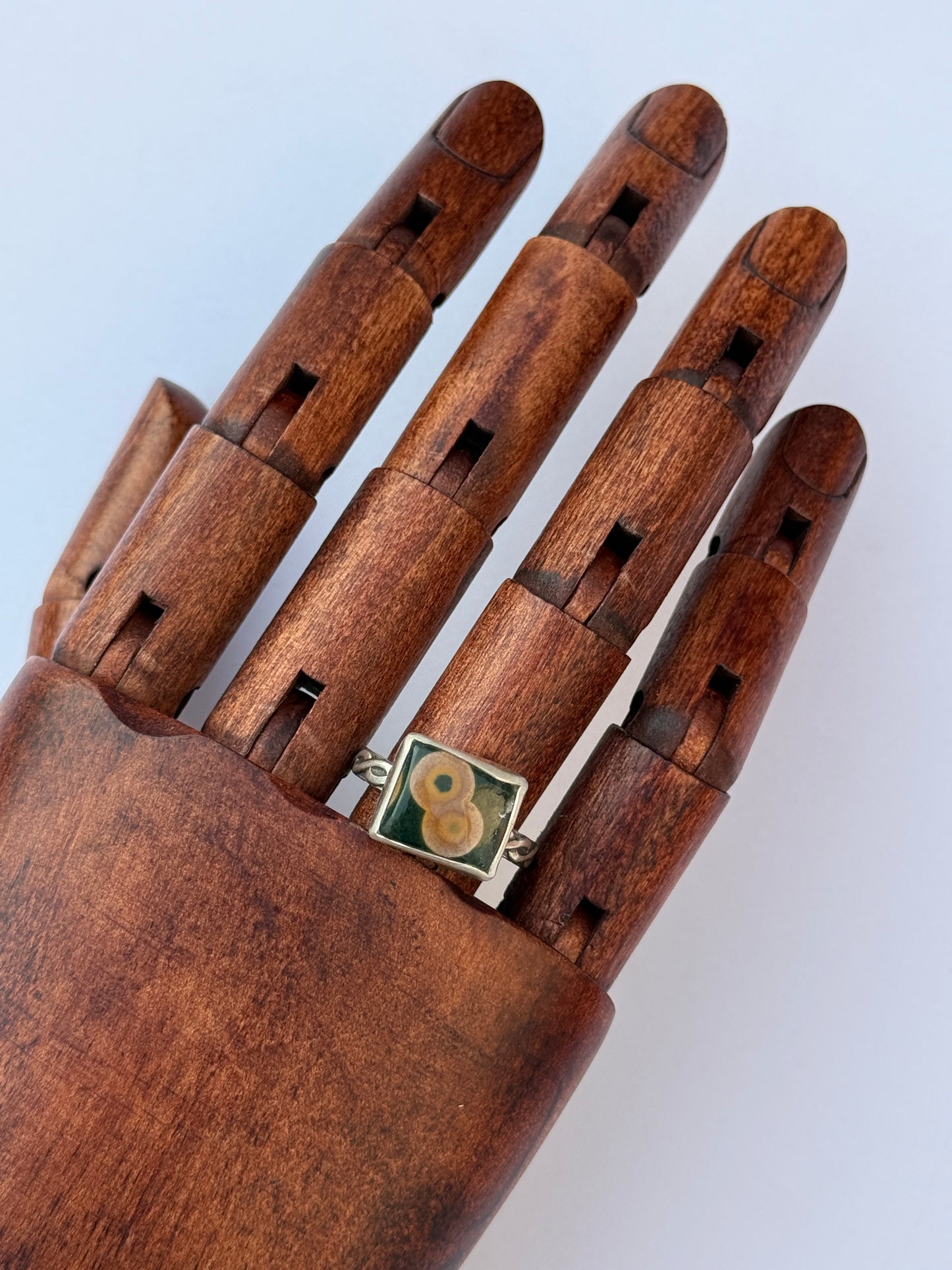 Woodsong Ring: Sterling Silver & Ocean Jasper - size 8.5