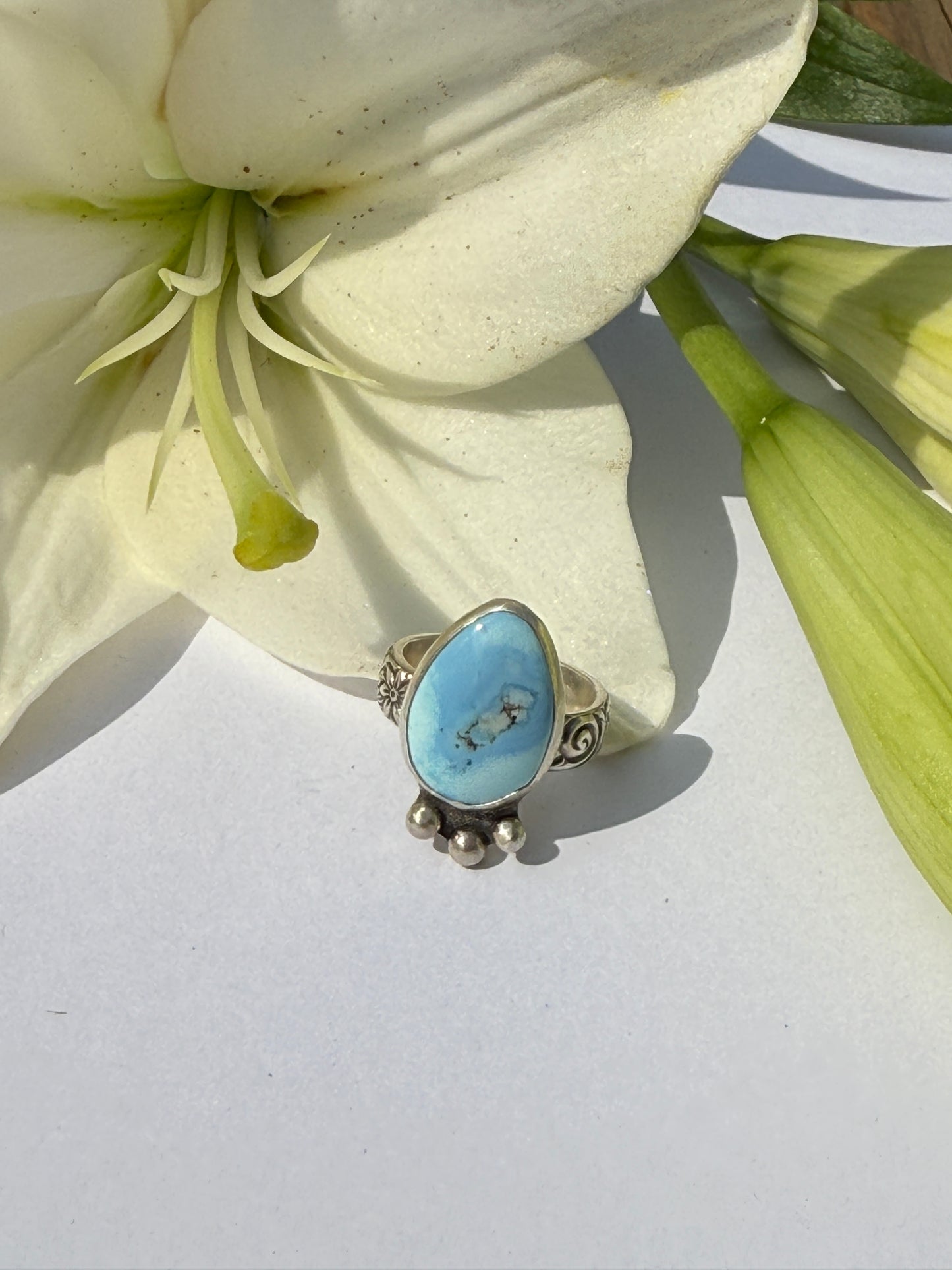 Wild Mesa Ring: Sterling Silver & Golden Hills Turquoise - size 6.25