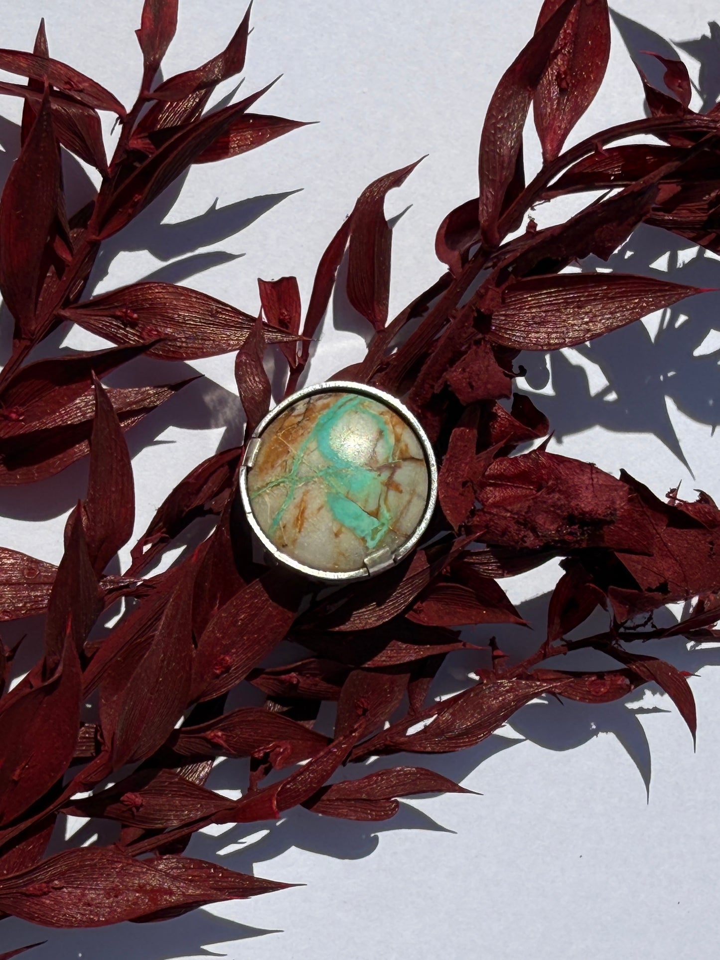 Riverbend Ring - Sterling Silver & Royston Ribbon Turquoise - size 8.75