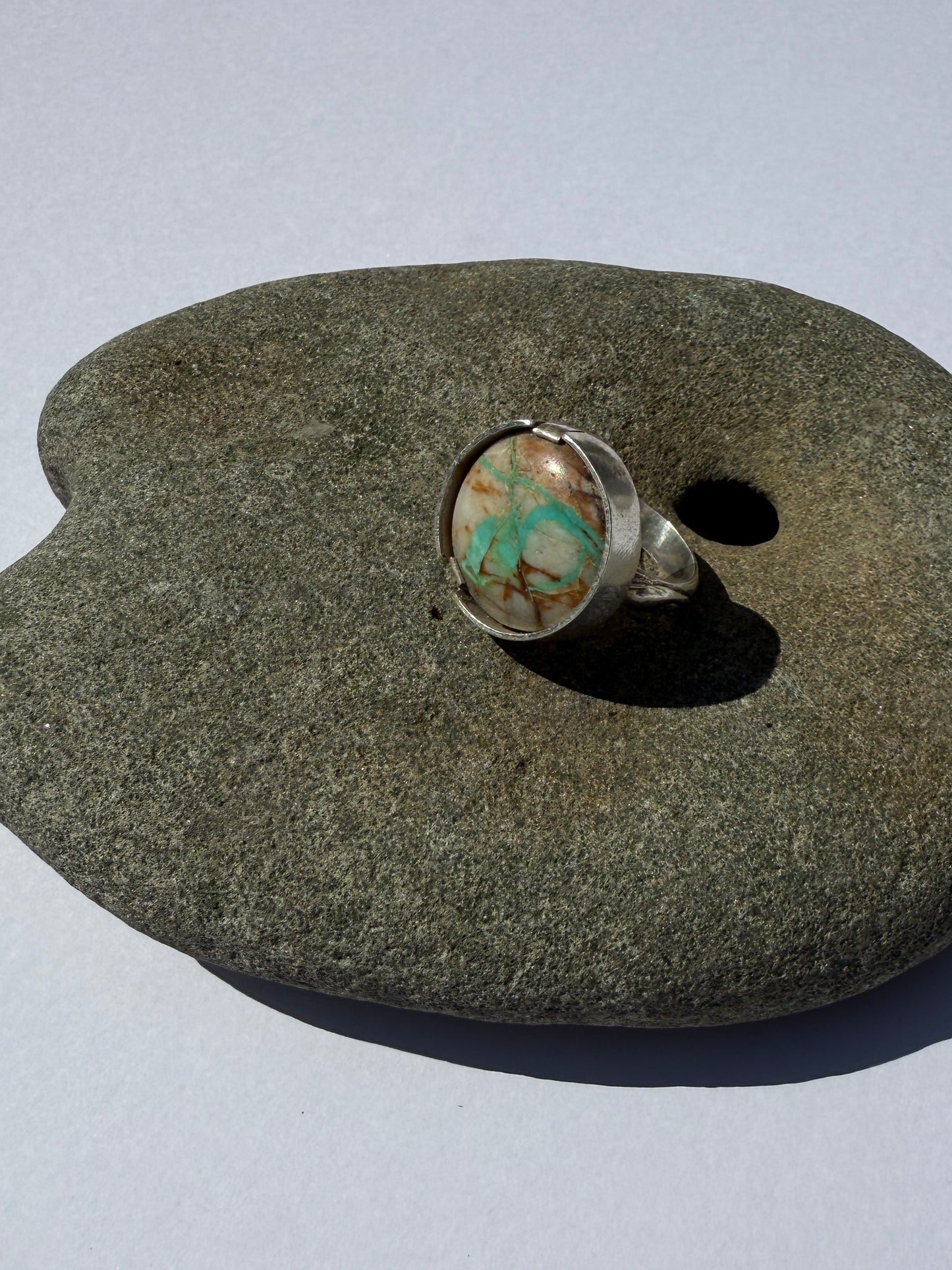 Riverbend Ring - Sterling Silver & Royston Ribbon Turquoise - size 8.75