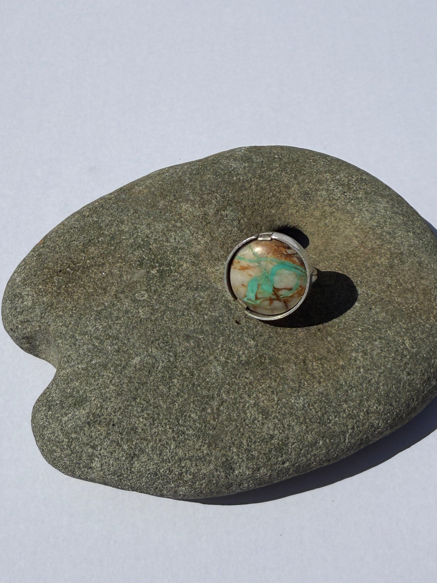 Riverbend Ring - Sterling Silver & Royston Ribbon Turquoise - size 8.75