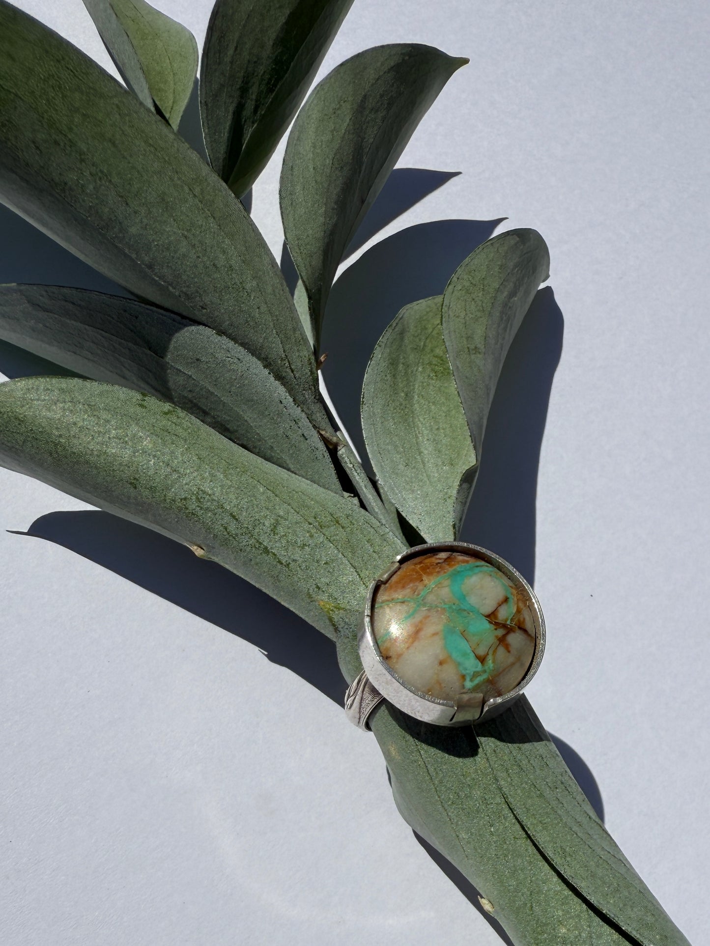Riverbend Ring - Sterling Silver & Royston Ribbon Turquoise - size 8.75