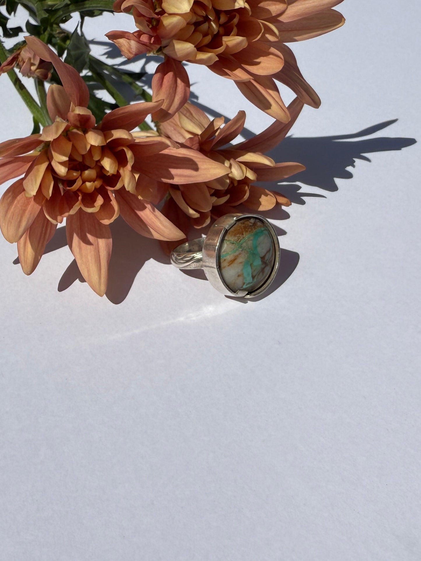 Riverbend Ring - Sterling Silver & Royston Ribbon Turquoise - size 8.75